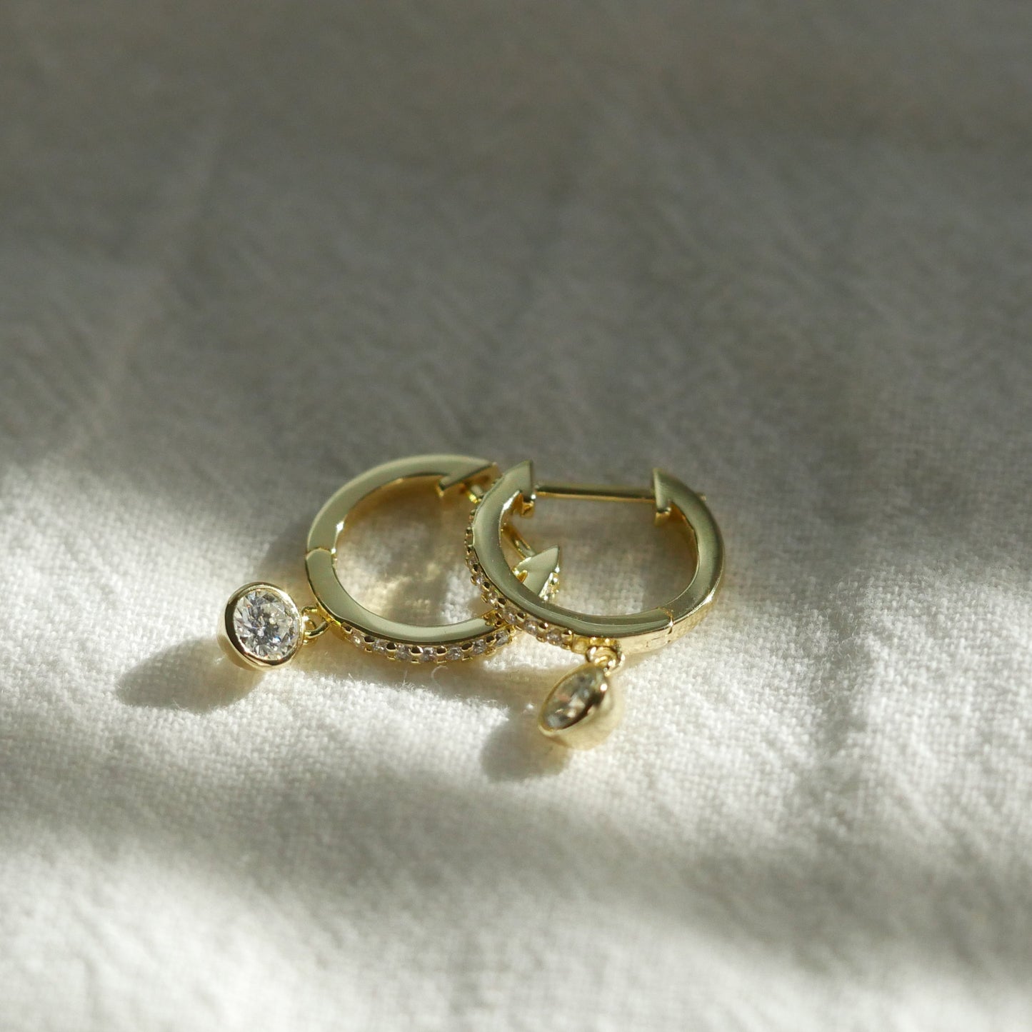 Diamond Solitaire Earrings - Gold Vermeil