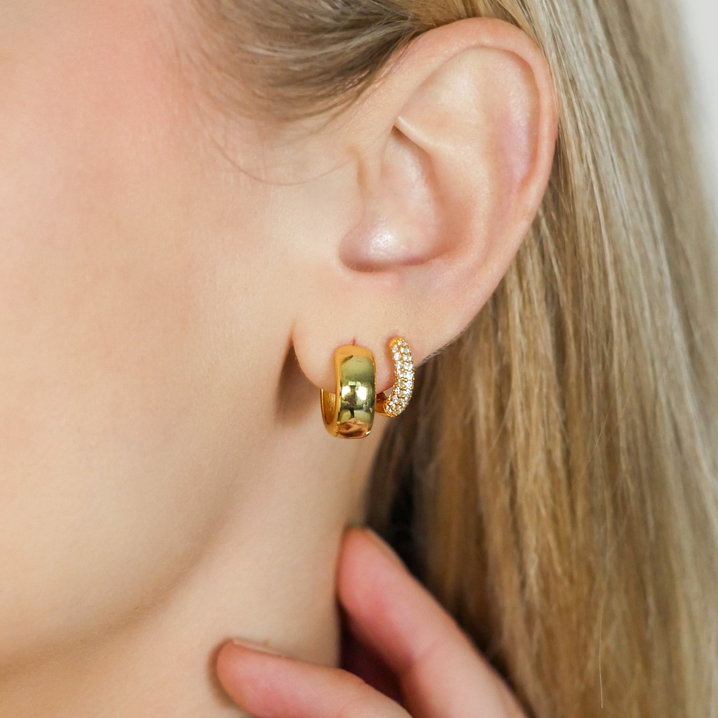 Pave Diamond Huggies - 18k Gold Vermeil, CZ