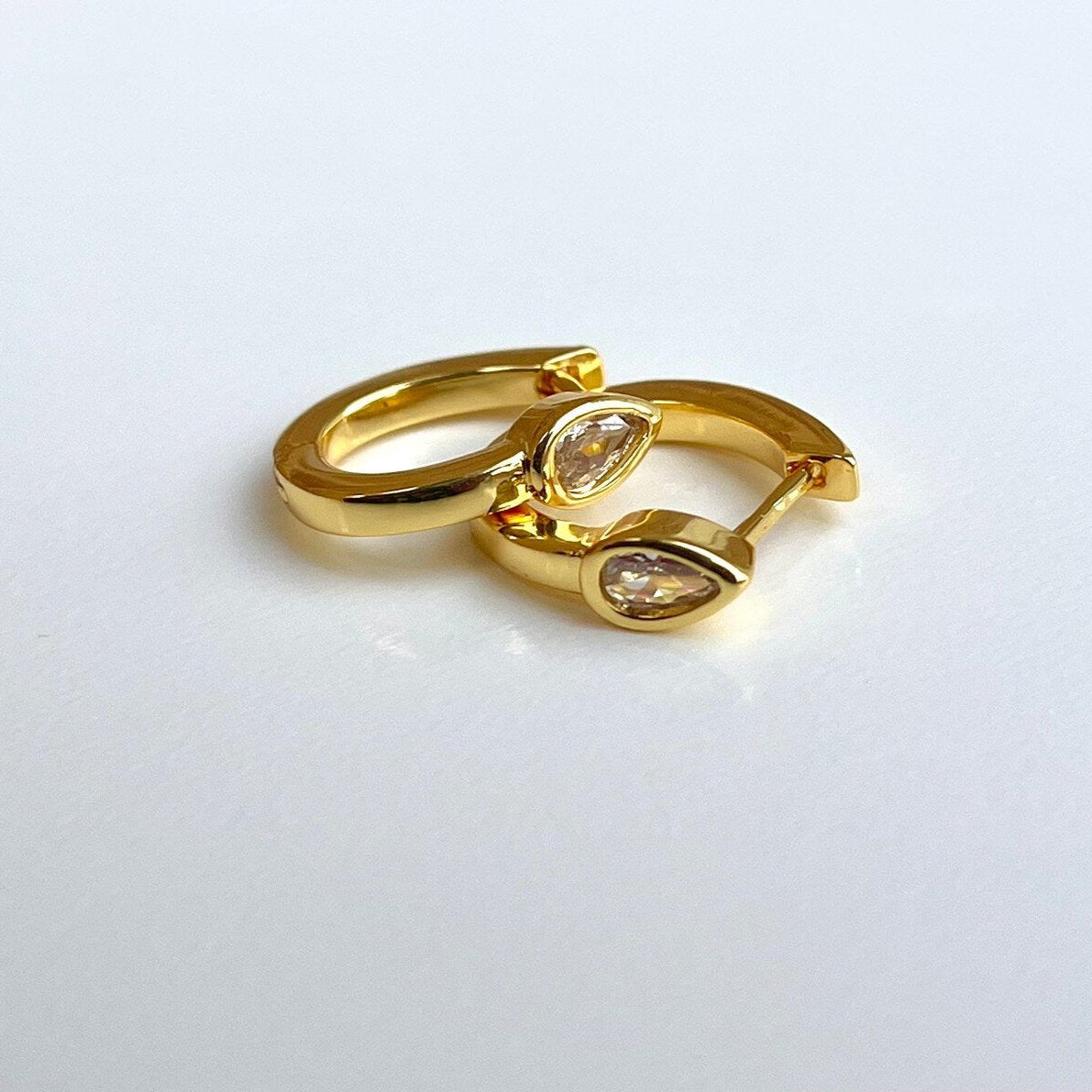 Oval Diamond Hoop Huggie Earrings
