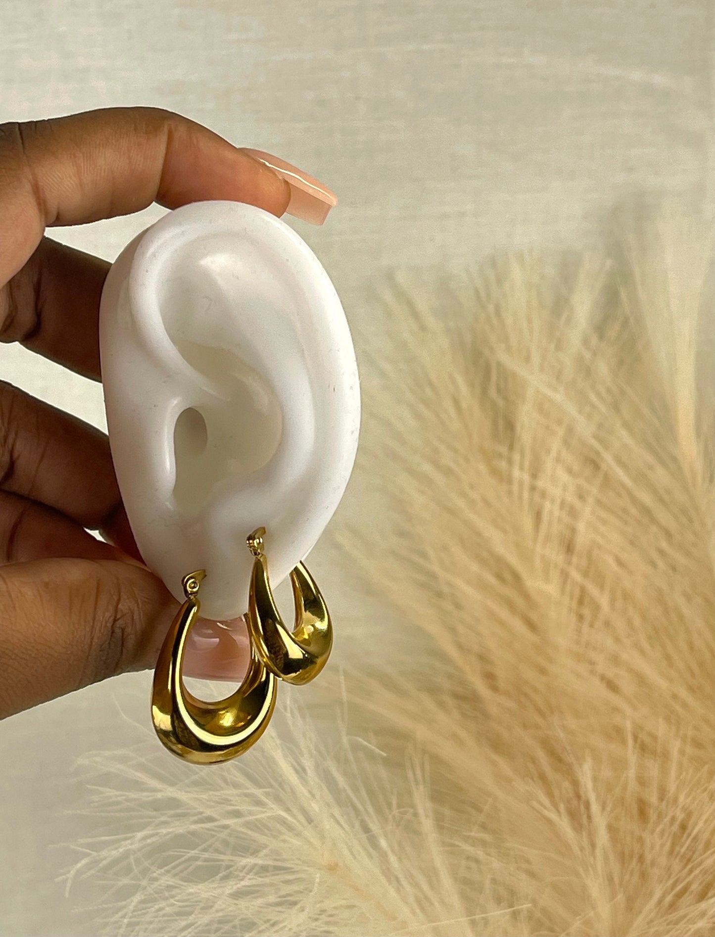 Thick Gold Filled Oval Hoop Earrings