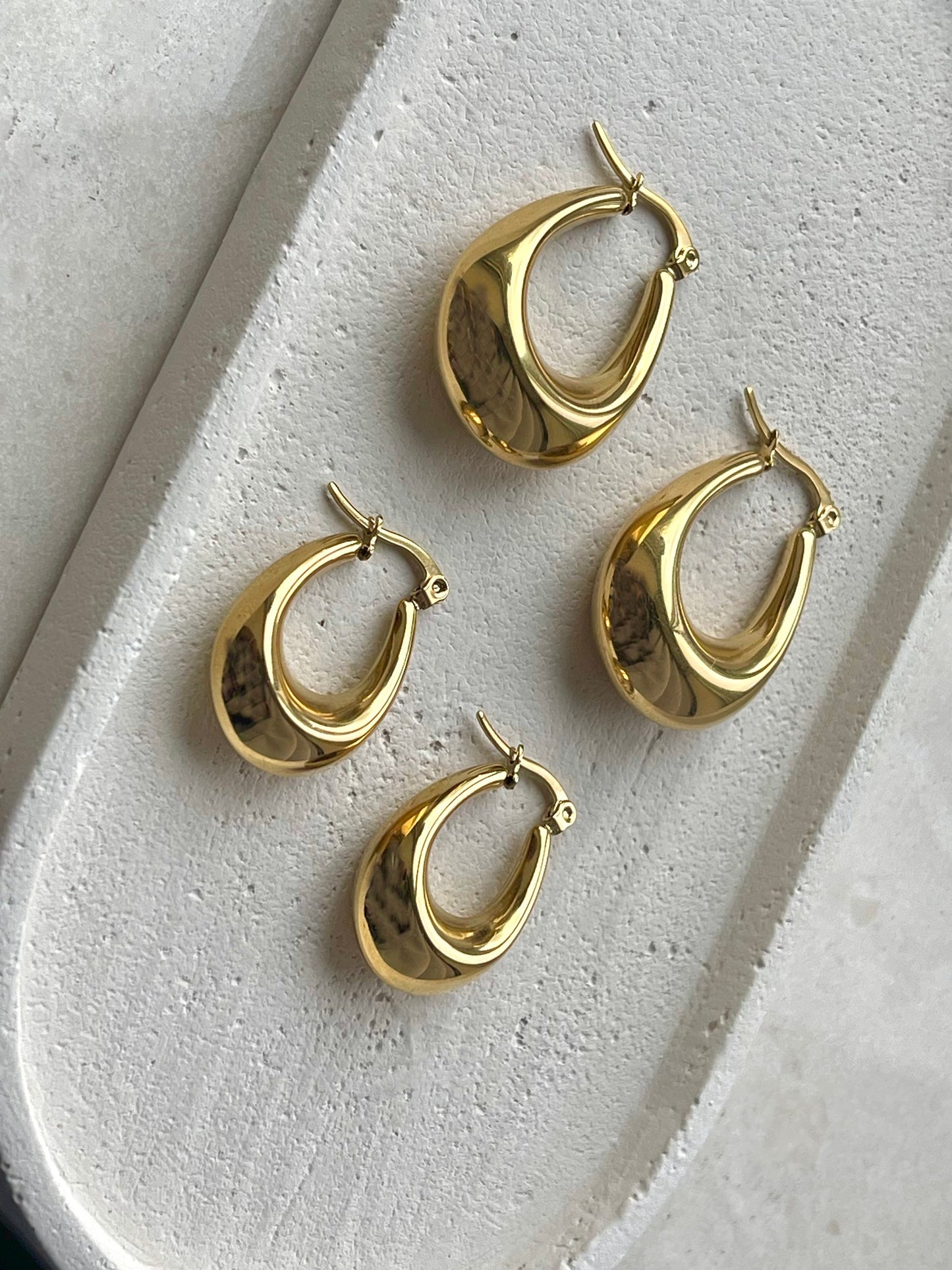 Thick Gold Filled Oval Hoop Earrings