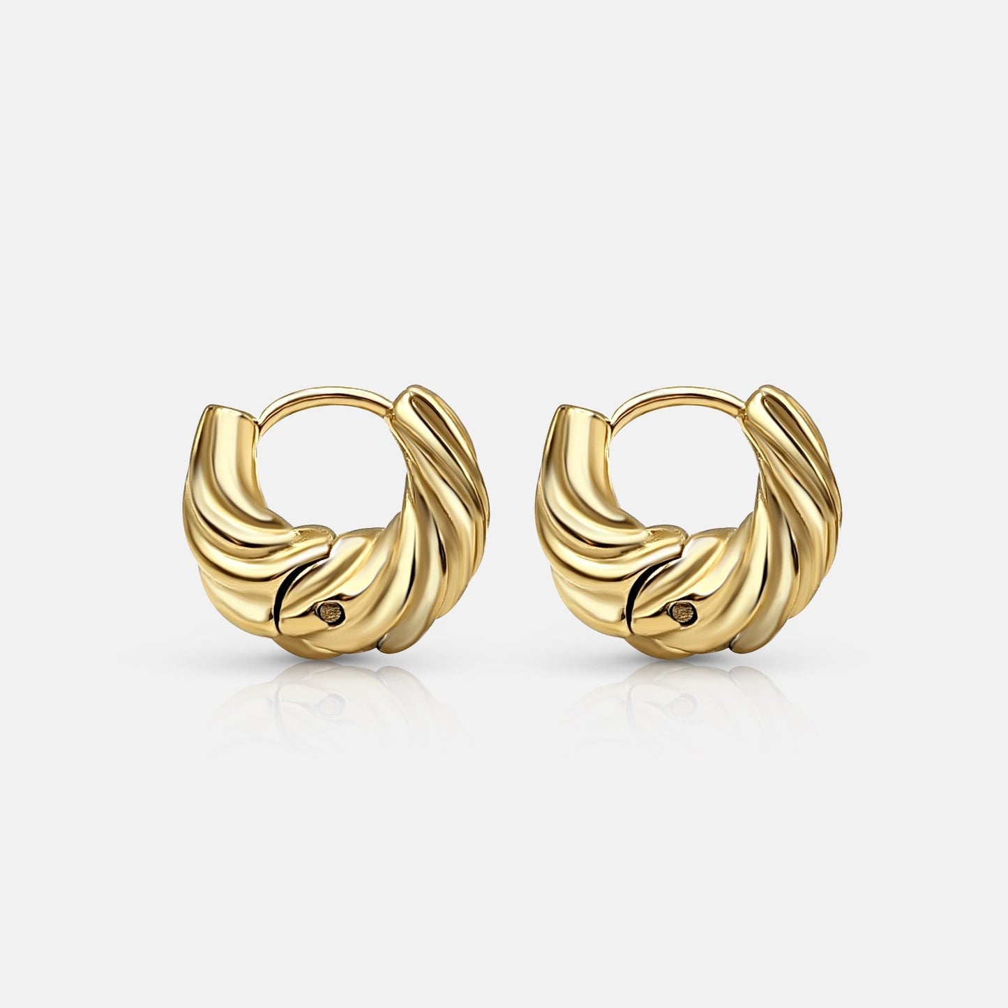 Croissant Twist Hoop Huggies - 18k Gold Plated
