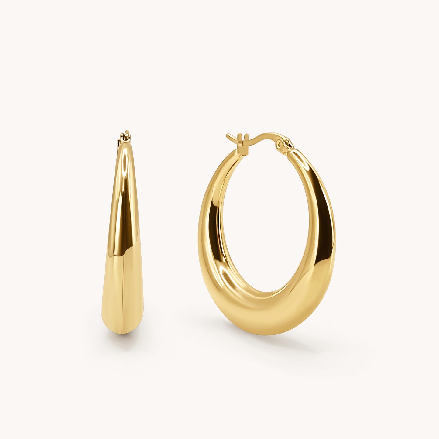 Gold Medium Hoop Earrings - 18K Gold Plated