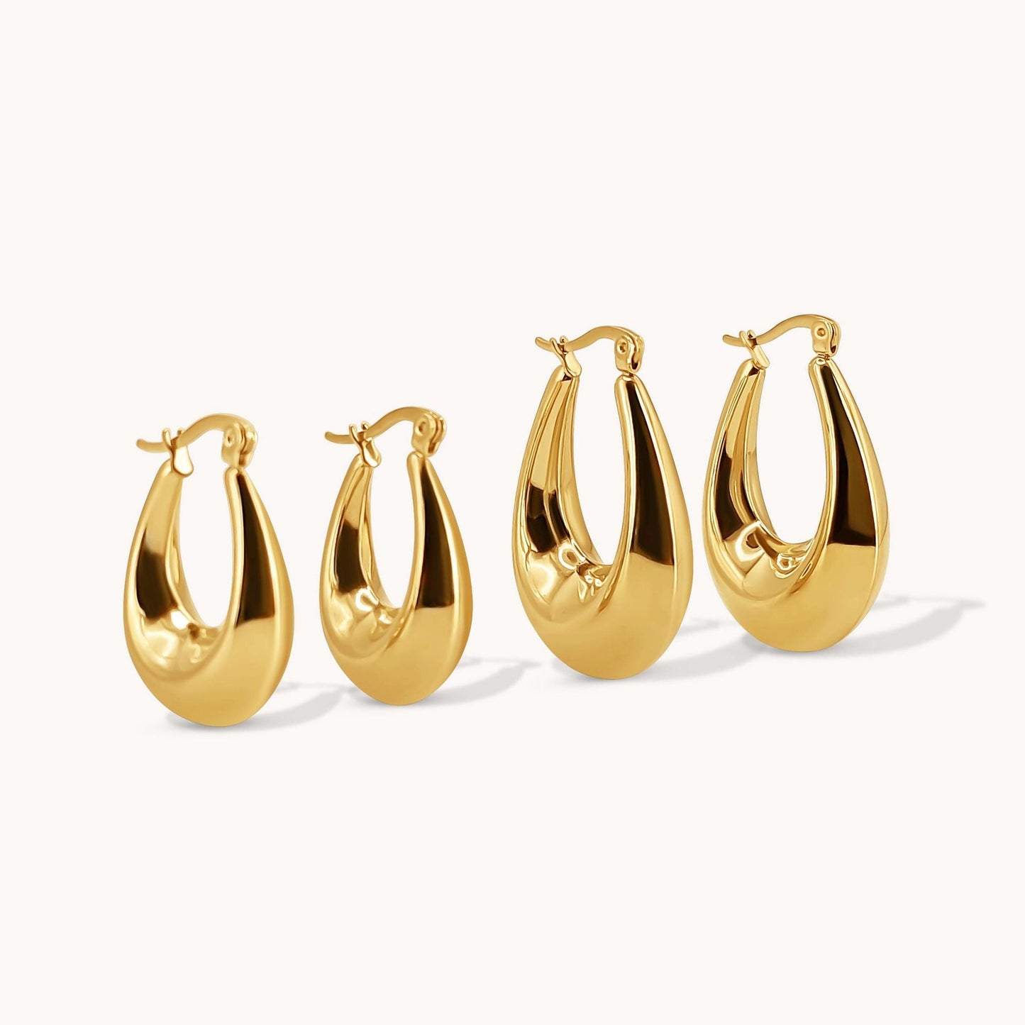 Thick Gold Filled Oval Hoop Earrings