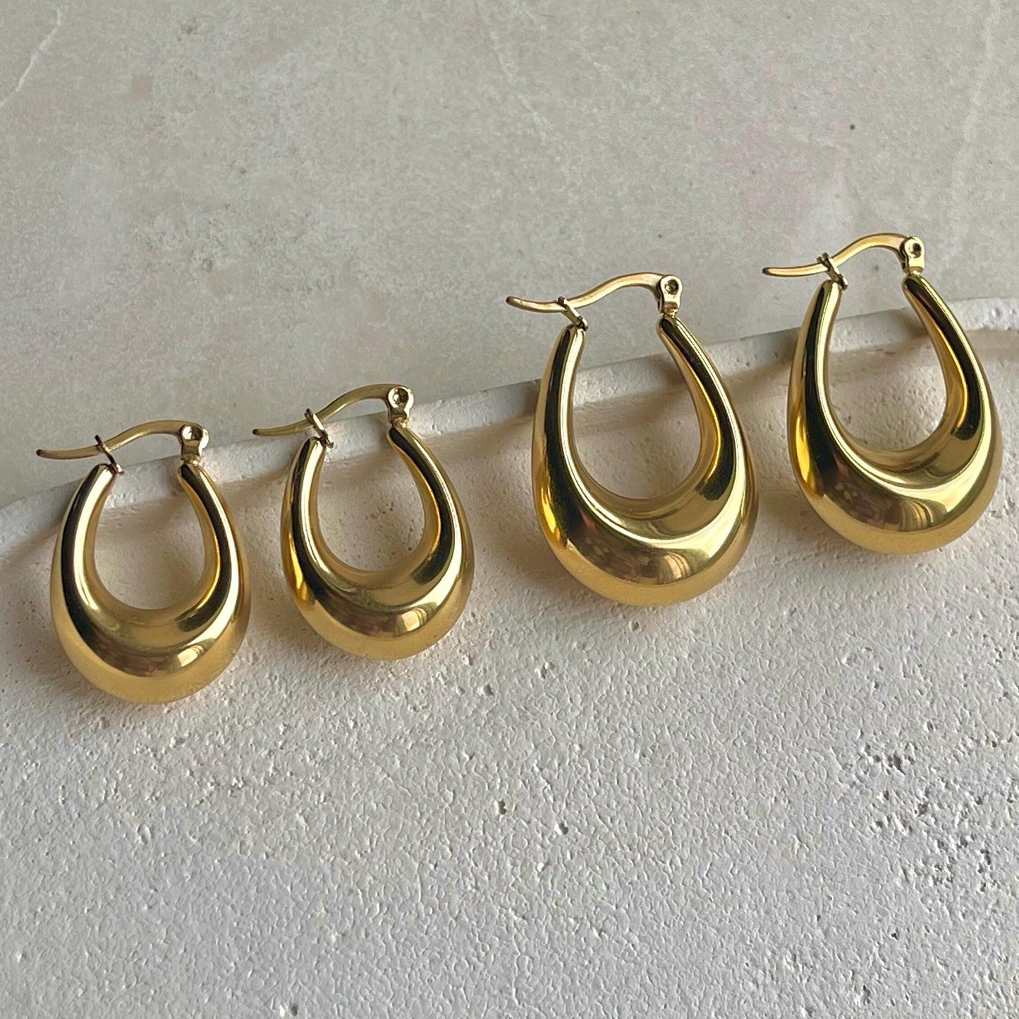 Thick Gold Filled Oval Hoop Earrings