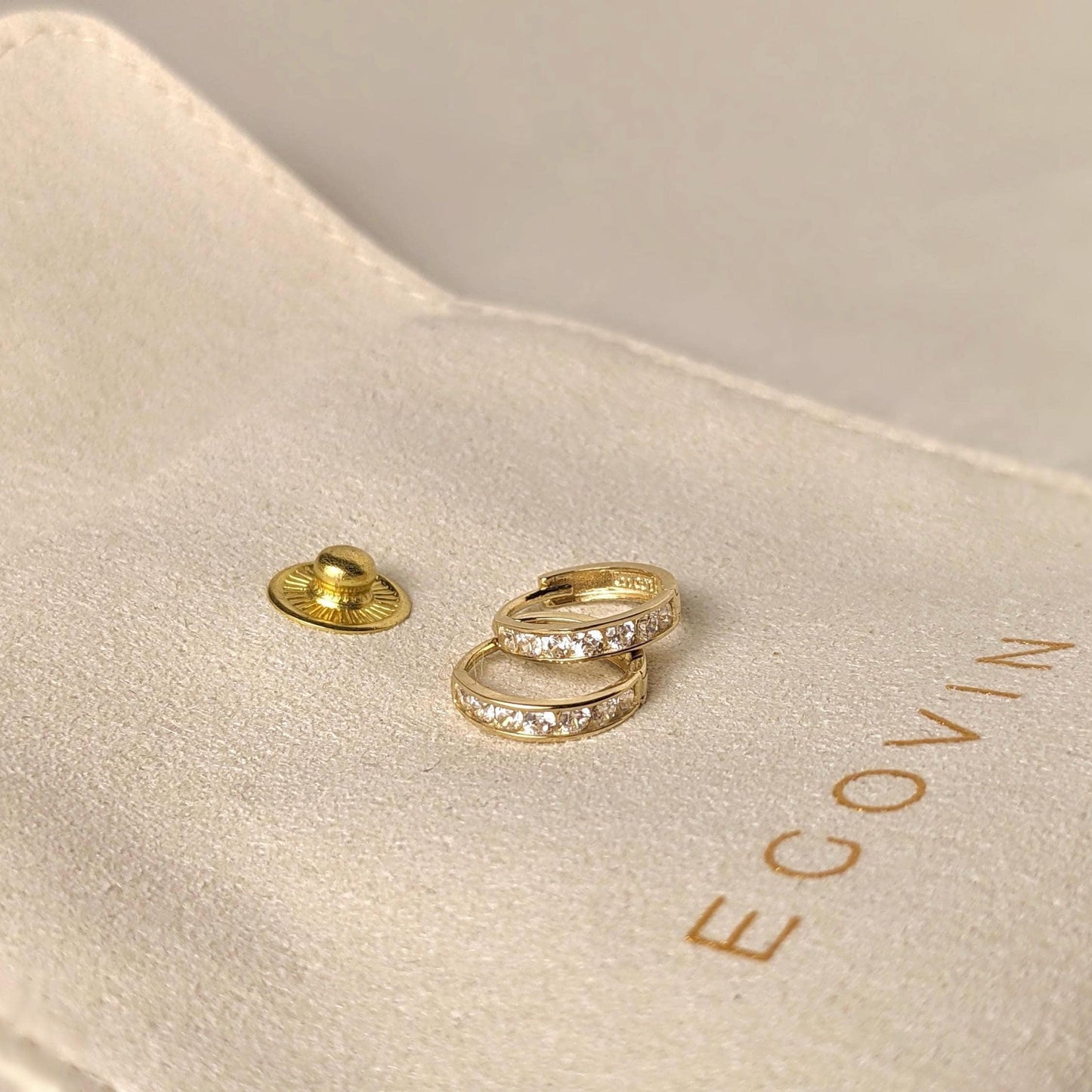 Everyday Lightweight Hoop Diamond Huggies - 14K Solid Gold