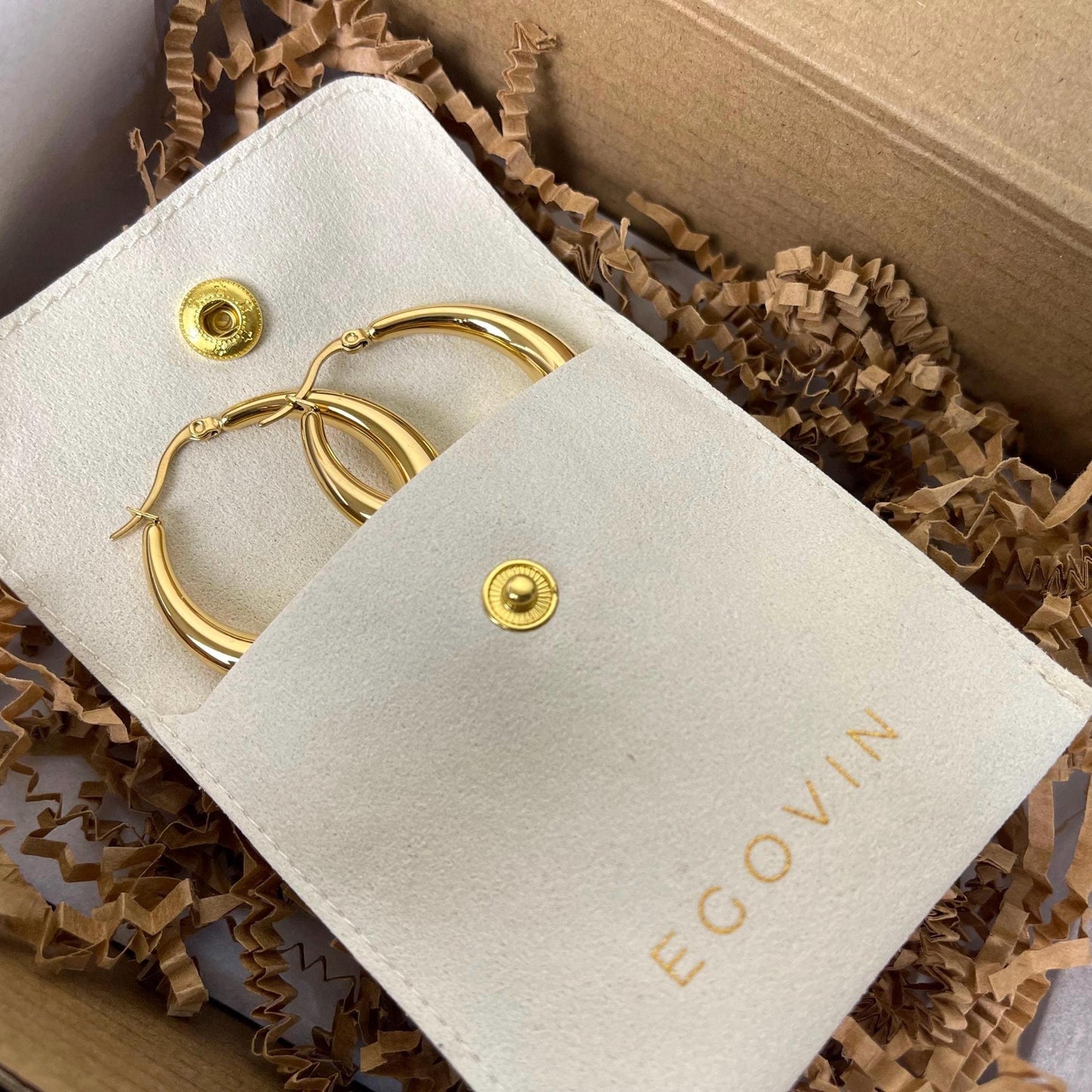 Gold Medium Hoop Earrings - 18K Gold Plated