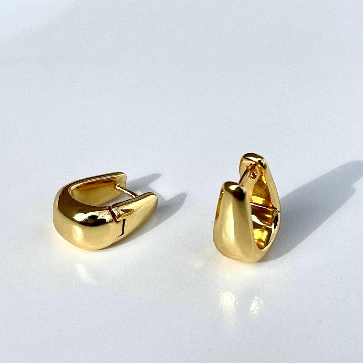 Teardrop Dome Hoop Earrings - 18k Gold Plated