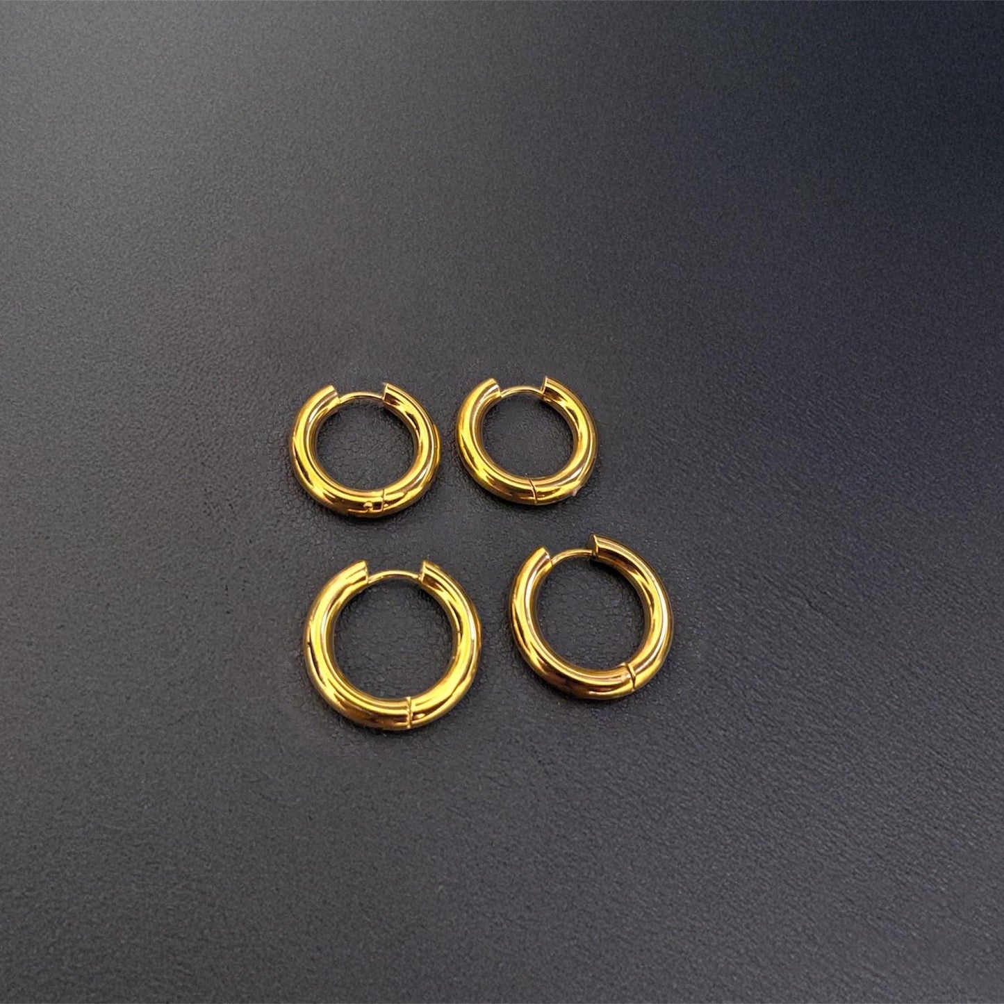 Thick Hoop Huggie Earrings - 18k Gold Plated