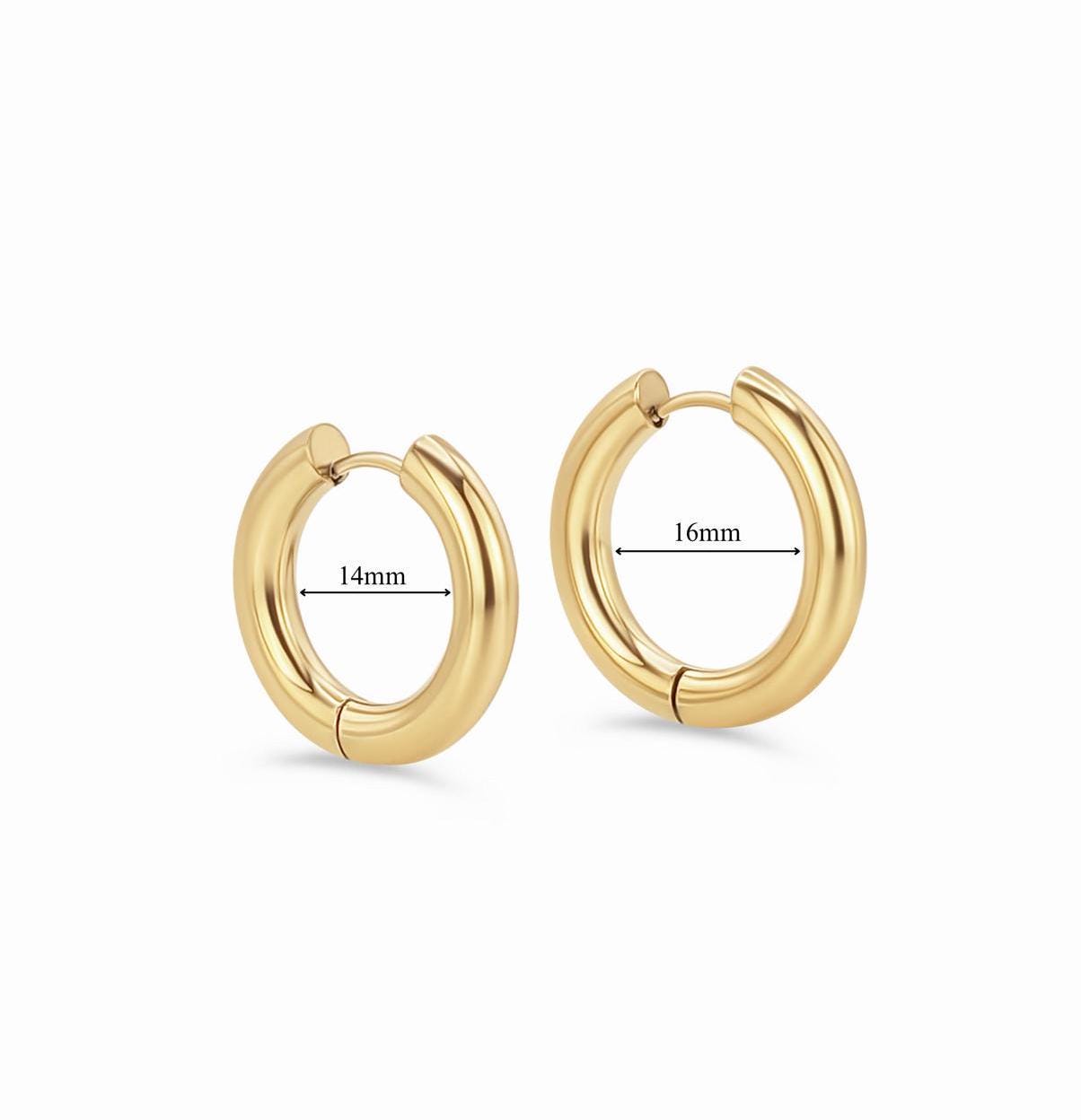 Thick Hoop Huggie Earrings - 18k Gold Plated