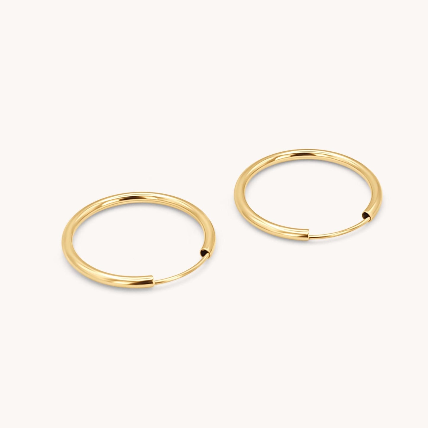 endless hoop earrings14k solid gold, basic hoop earrings 25mm earrings, everyday hoop earrings