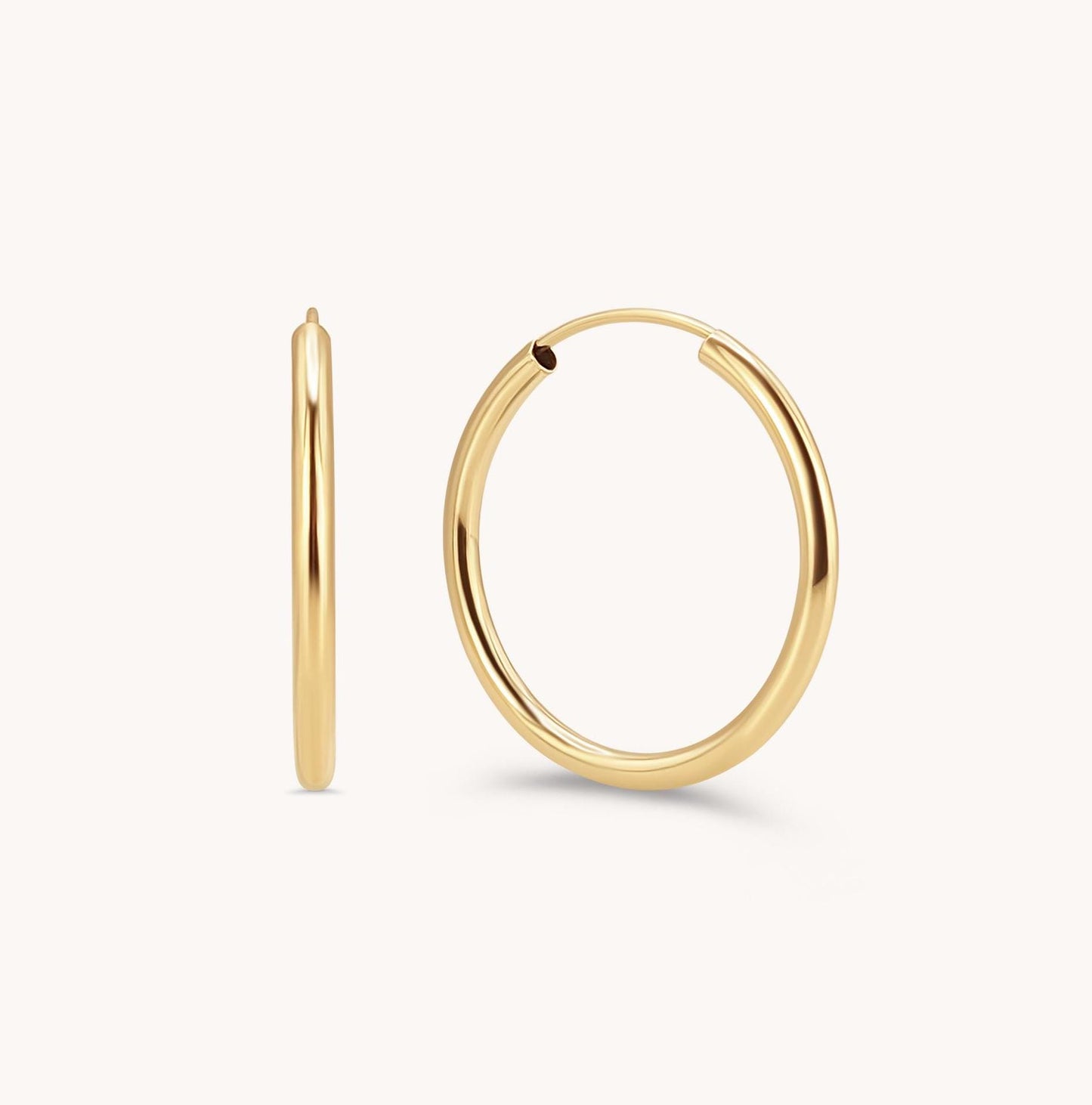 Thin Endless Hoops - 14k Solid Gold