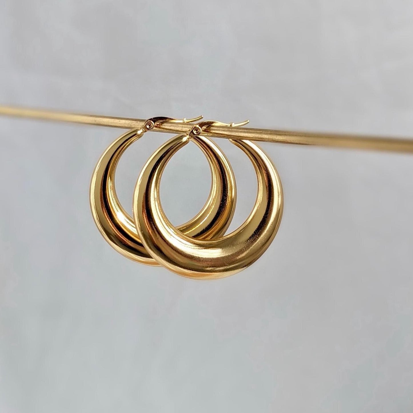 Gold Medium Hoop Earrings - 18K Gold Plated