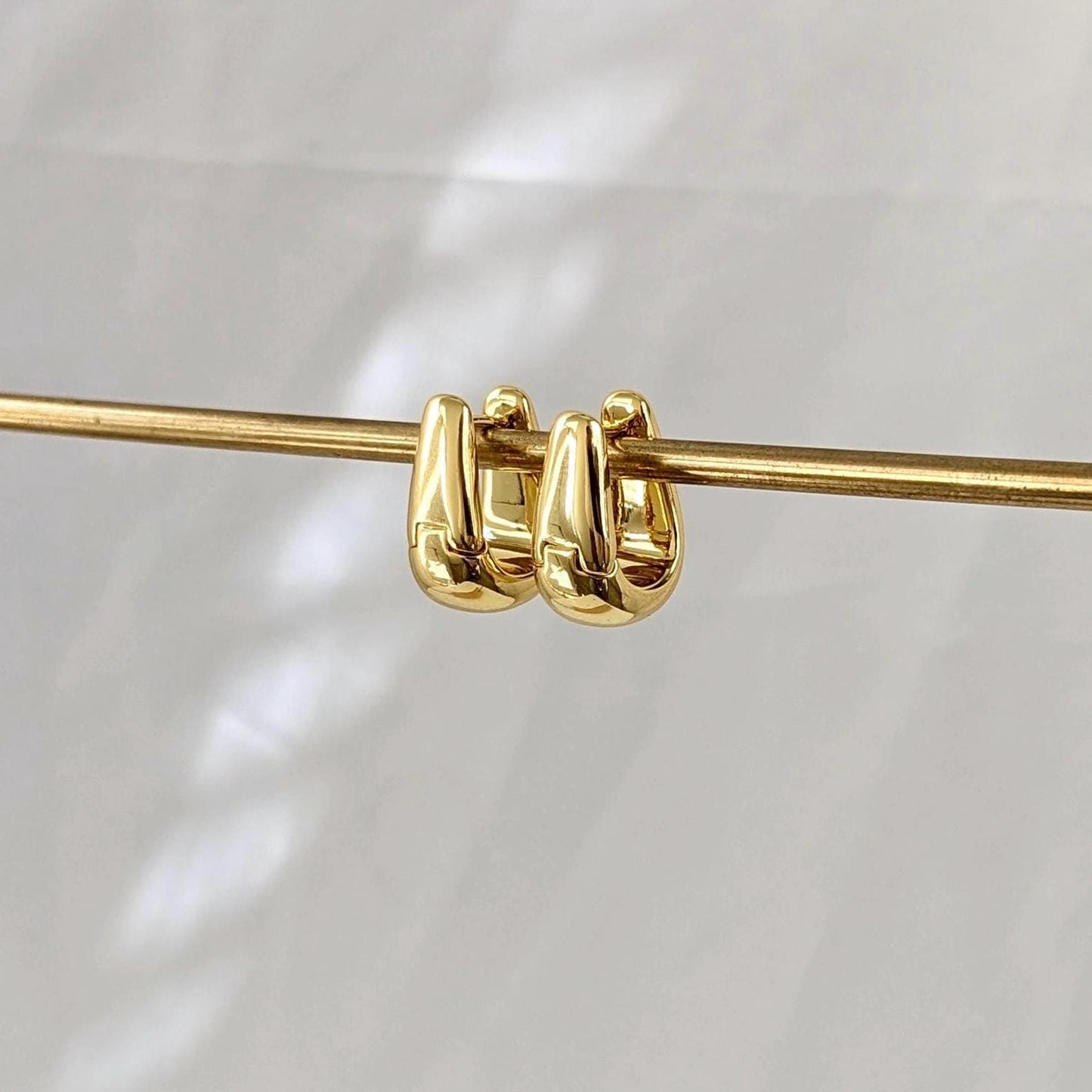Teardrop Dome Hoop Earrings - 18k Gold Plated