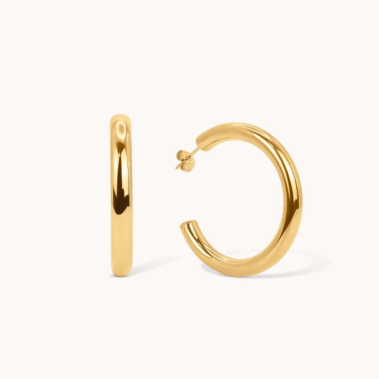 Gold Medium Hoop Earrings - 18k Gold Plated