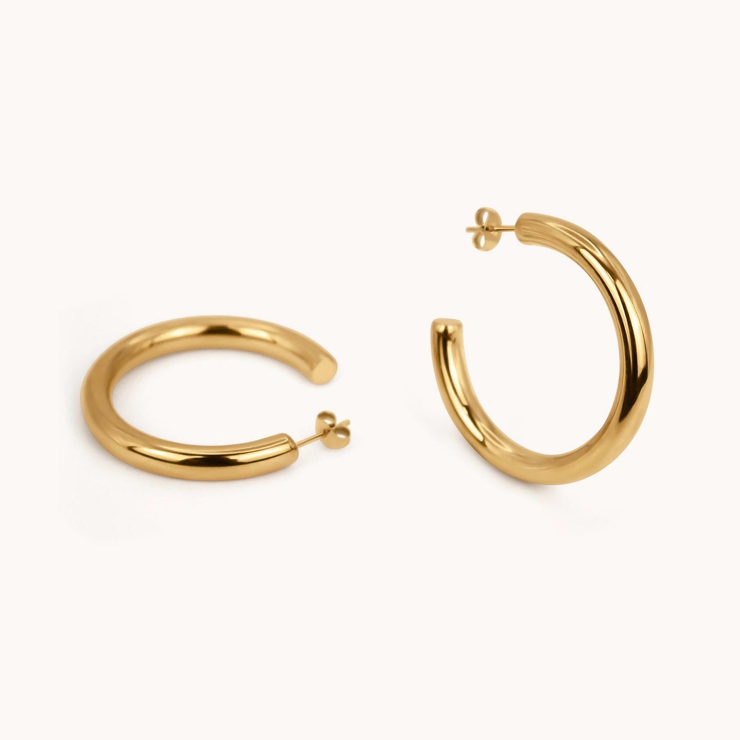 Gold Medium Hoop Earrings - 18k Gold Plated