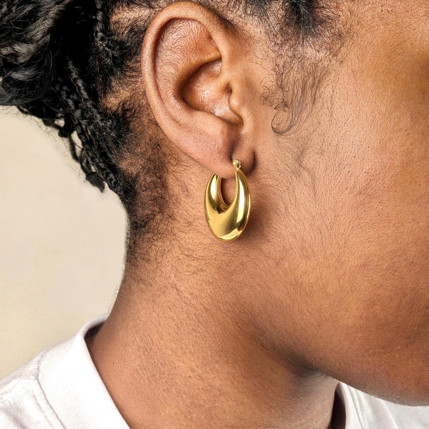 Chunky Hollow Hoop Earrings - 18k Gold Plated