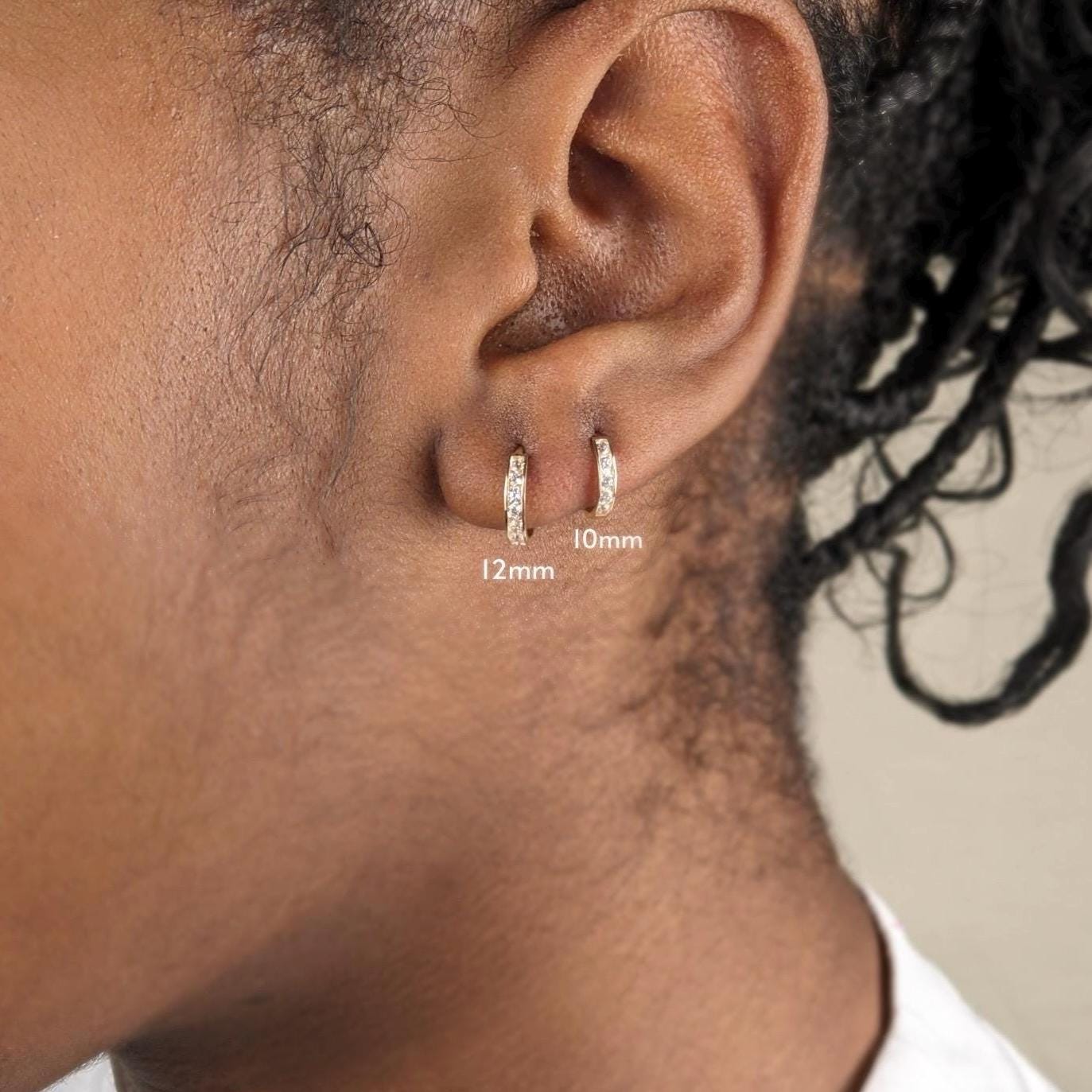 Everyday Lightweight Hoop Diamond Huggies - 14K Solid Gold
