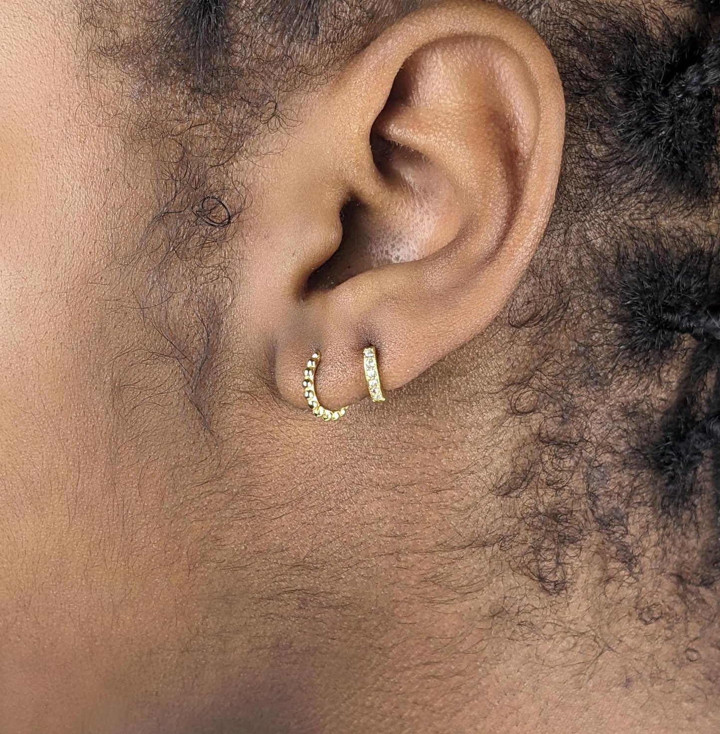 Ball Beaded Huggie Earrings - 18k Gold Vermeil