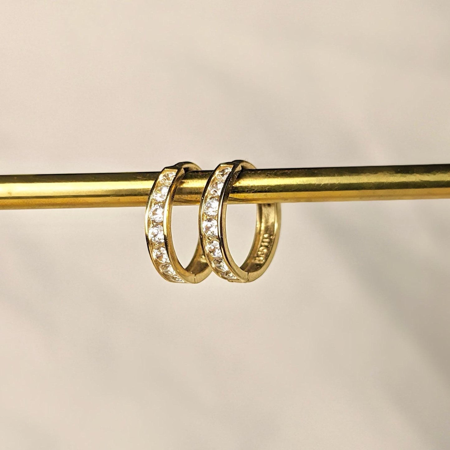 14k yellow gold with cubic zirconia diamonds