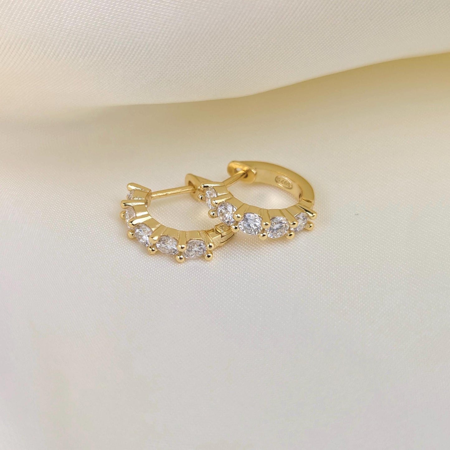 Moissanite Diamond hoops - 18k Gold Vermeil