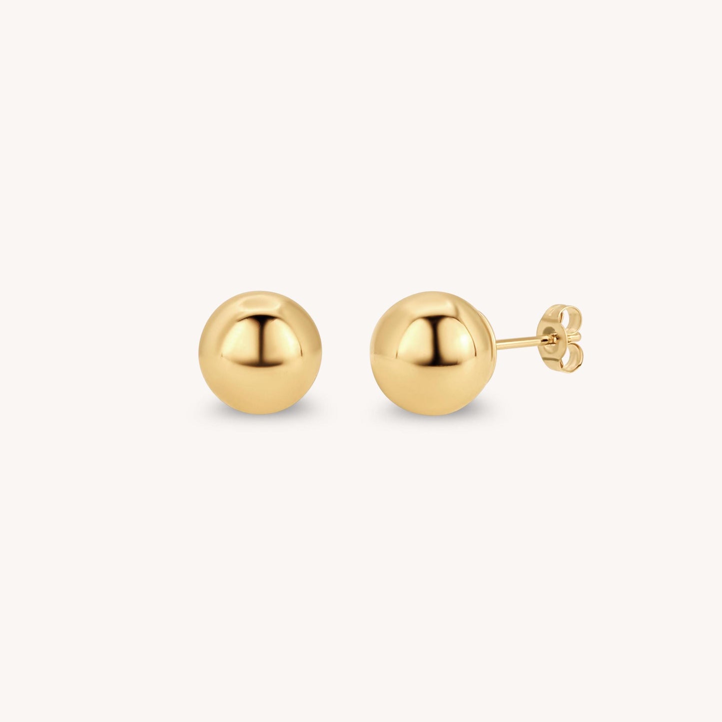 Tiny Push Back Ball Stud Earrings - 14k Yellow Gold