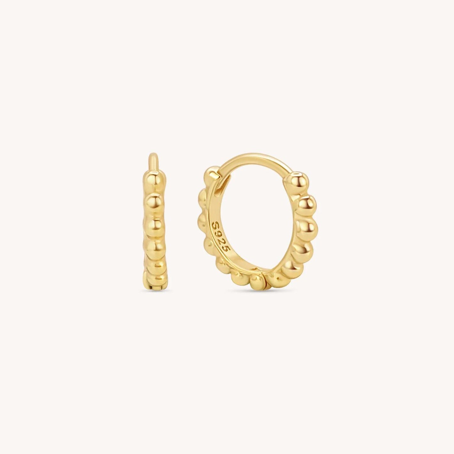 Ball Beaded Huggie Earrings - 18k Gold Vermeil