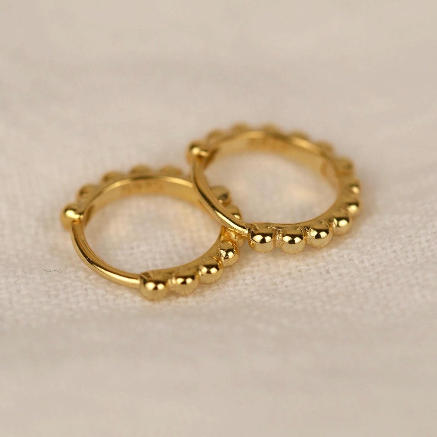 Ball Beaded Huggie Earrings - 18k Gold Vermeil