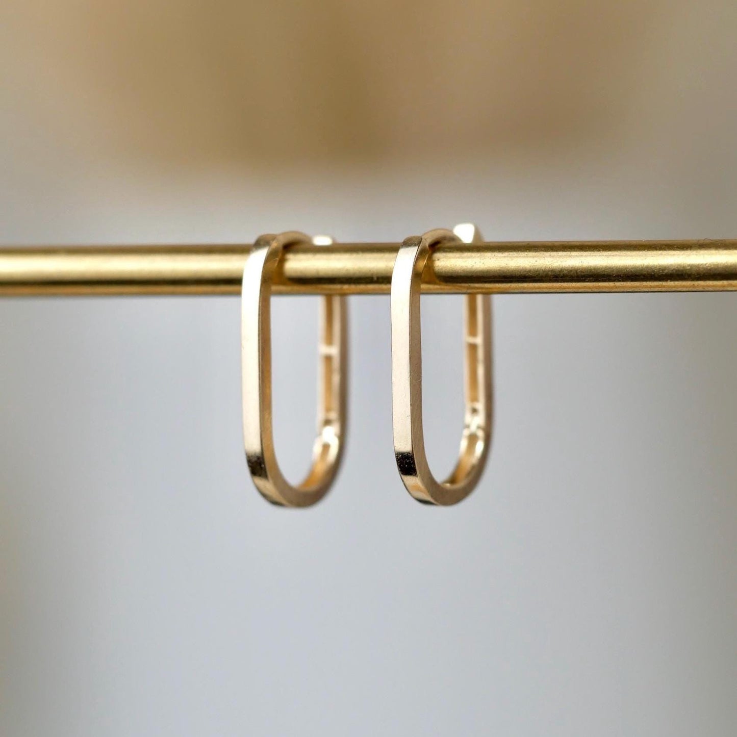 Oval Paperclip Earrings - 14k Solid Gold