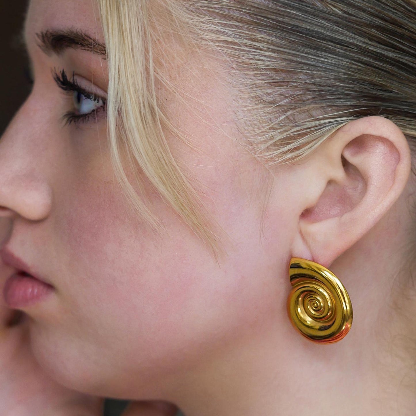 Spiral Gold Statement Earrings - 18k Gold Plated