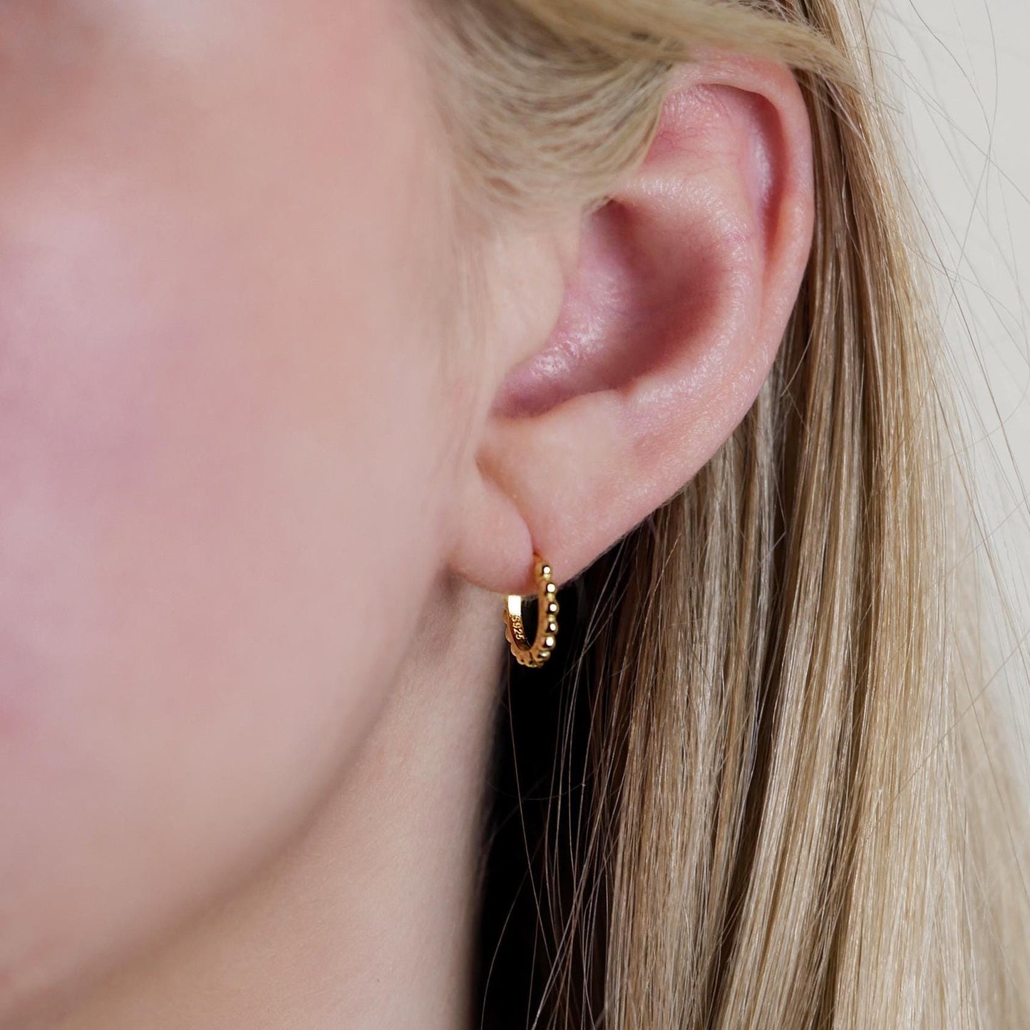 Ball Beaded Huggie Earrings - 18k Gold Vermeil
