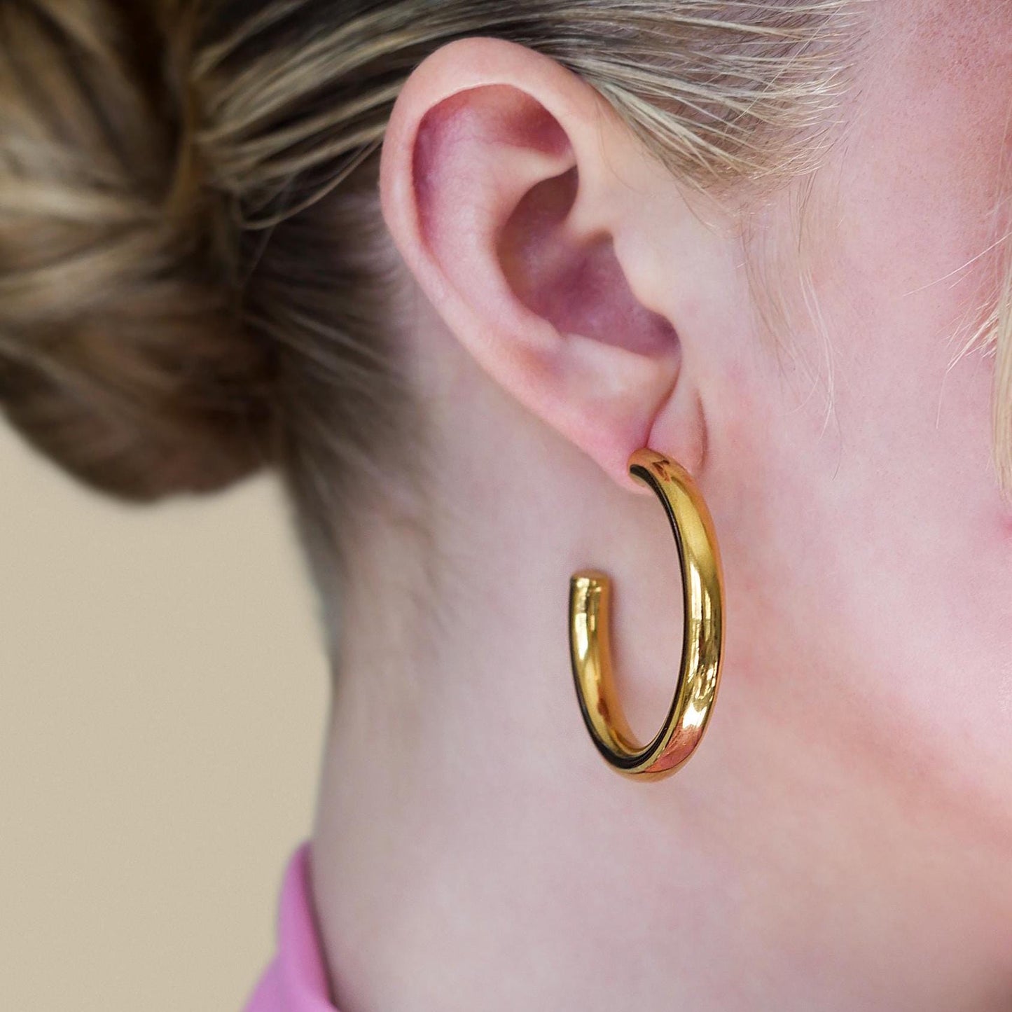 Gold Medium Hoop Earrings - 18k Gold Plated