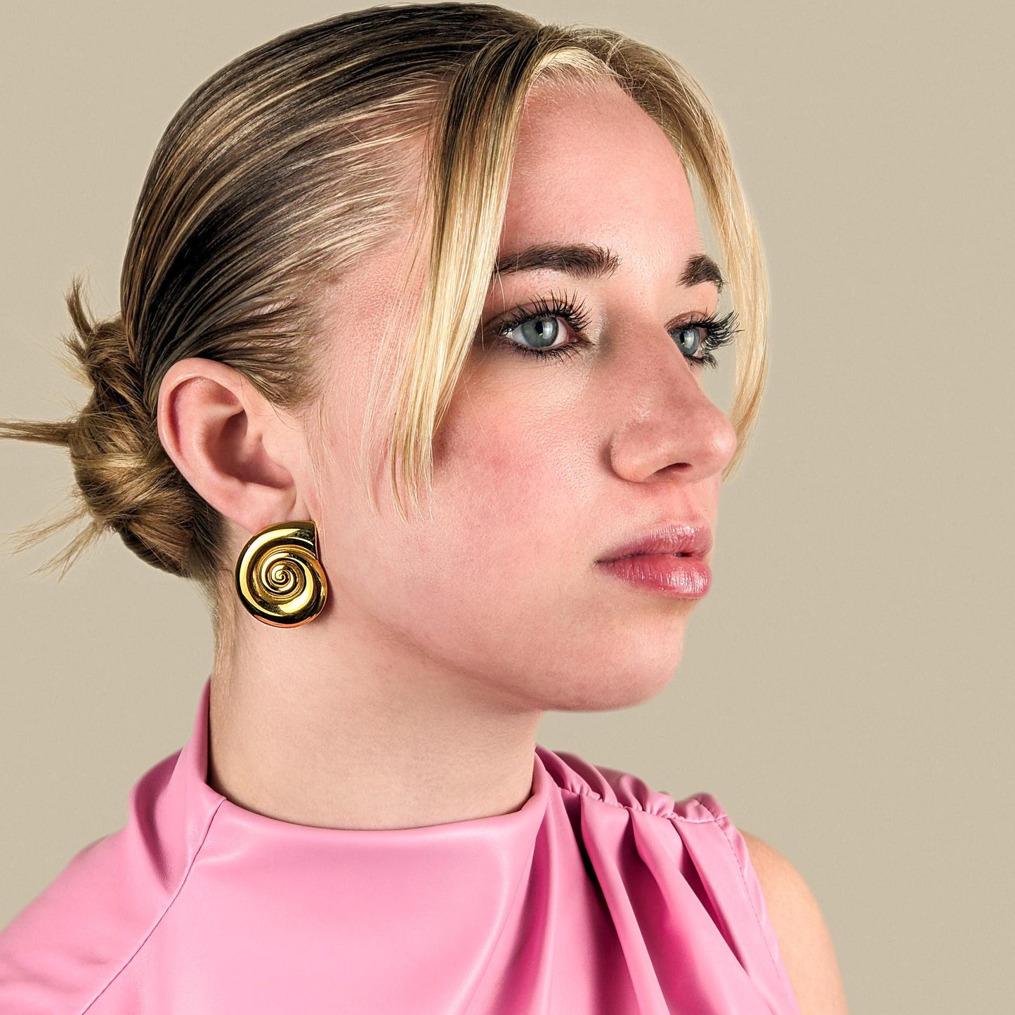 Spiral Gold Statement Earrings - 18k Gold Plated