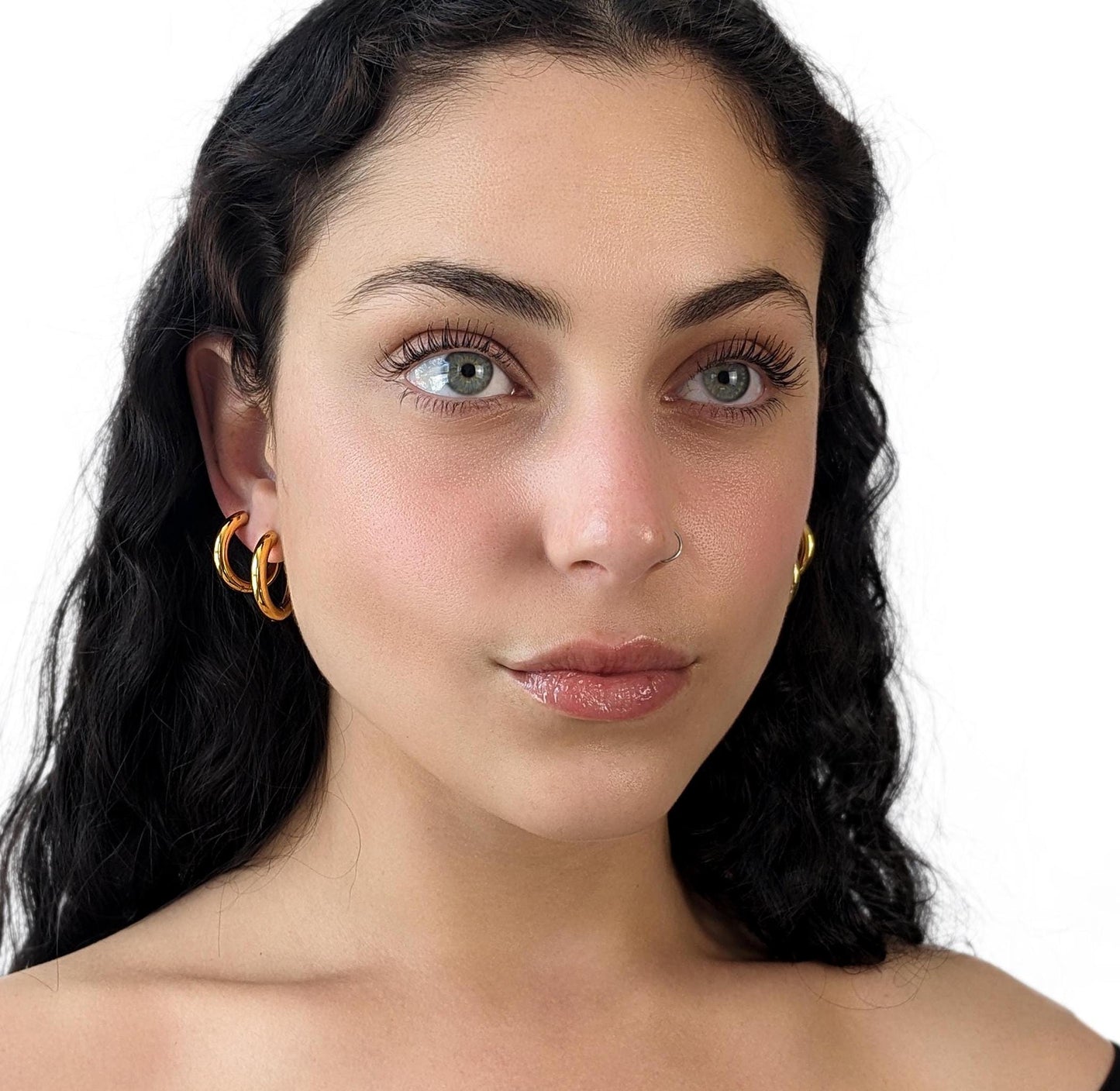 Thick Hoop Huggie Earrings - 18k Gold Plated