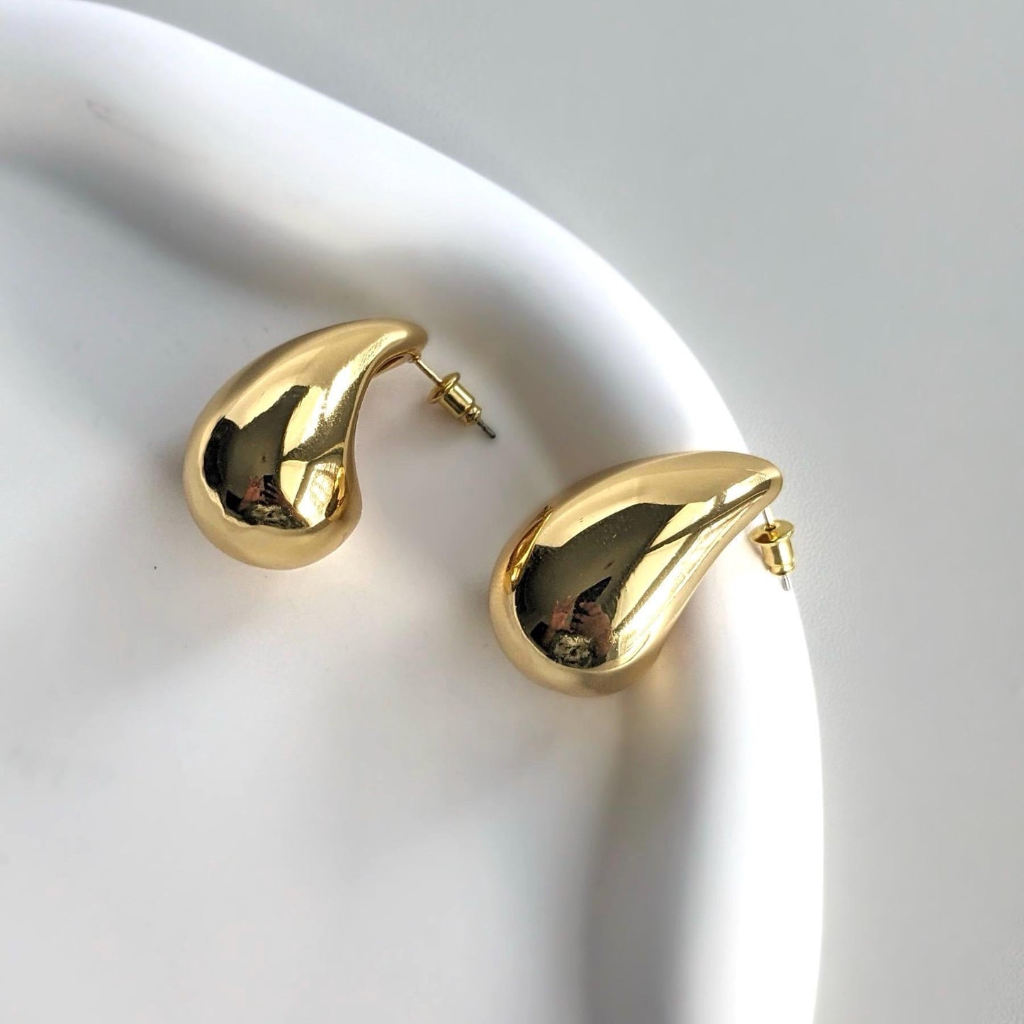 Chunky Tear Drop Earrings - 18k Gold Plated