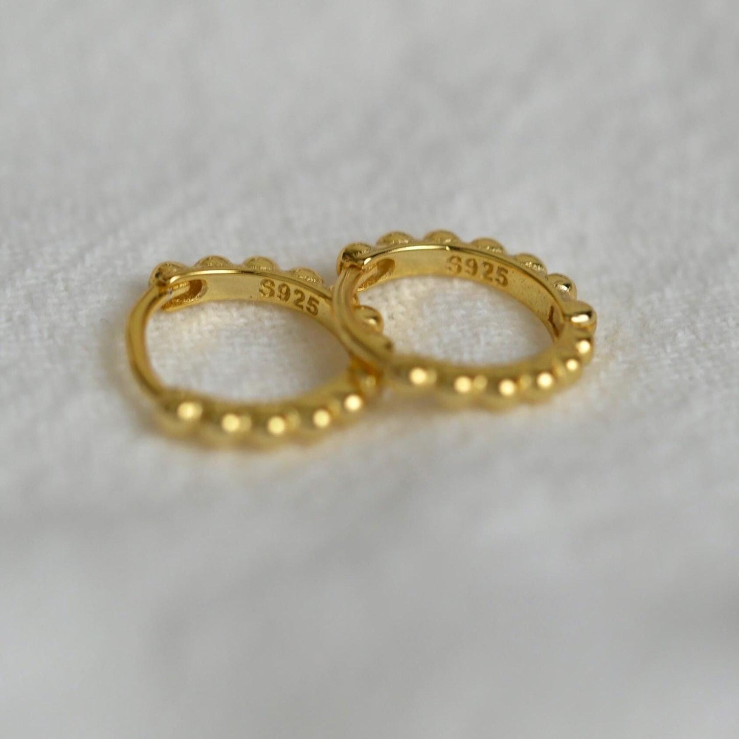 Ball Beaded Huggie Earrings - 18k Gold Vermeil