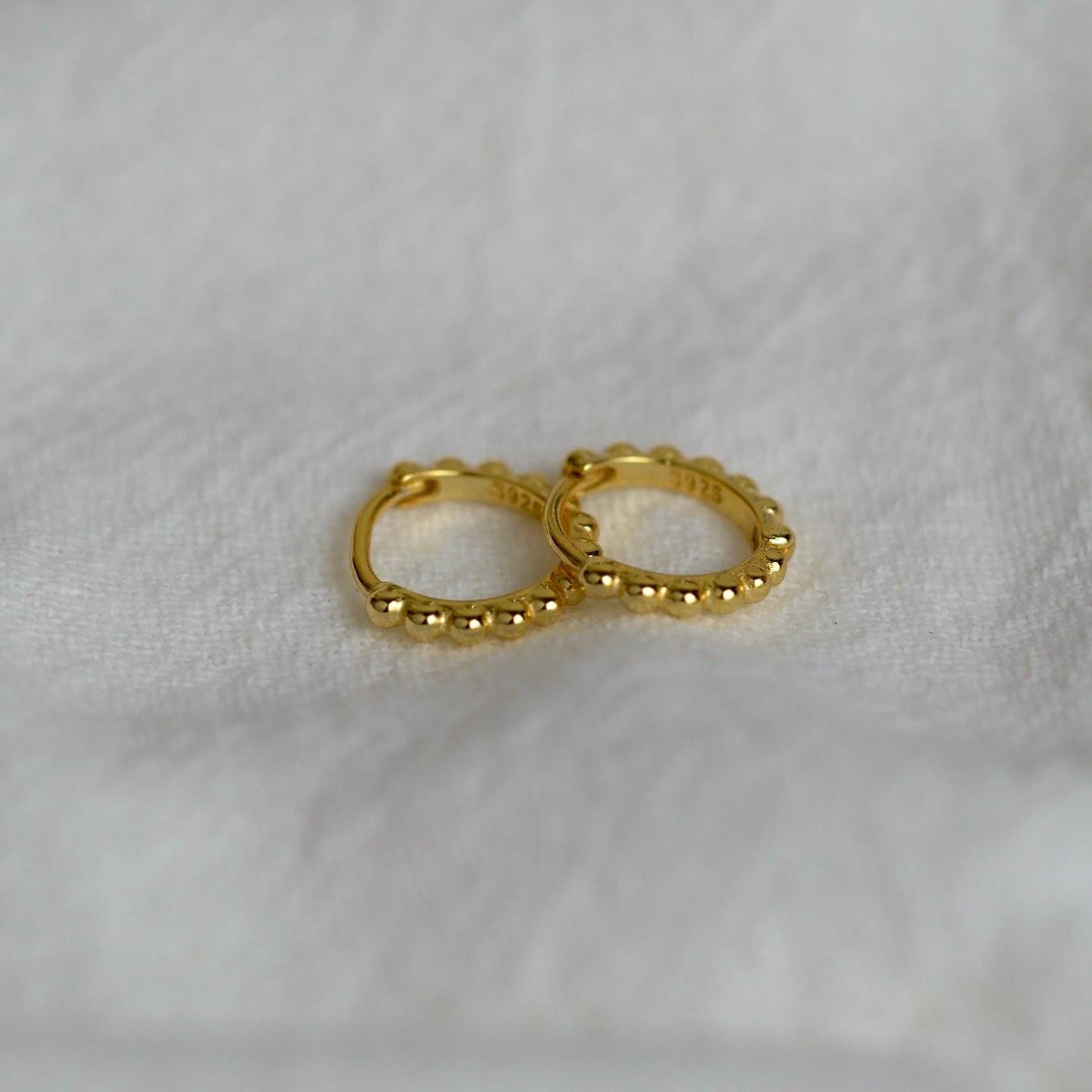 Ball Beaded Huggie Earrings - 18k Gold Vermeil