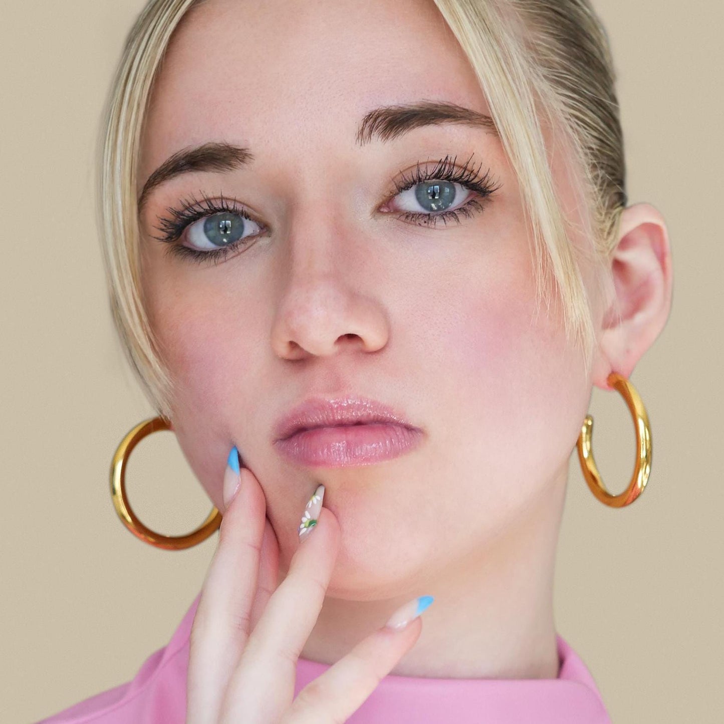 Gold Medium Hoop Earrings - 18k Gold Plated