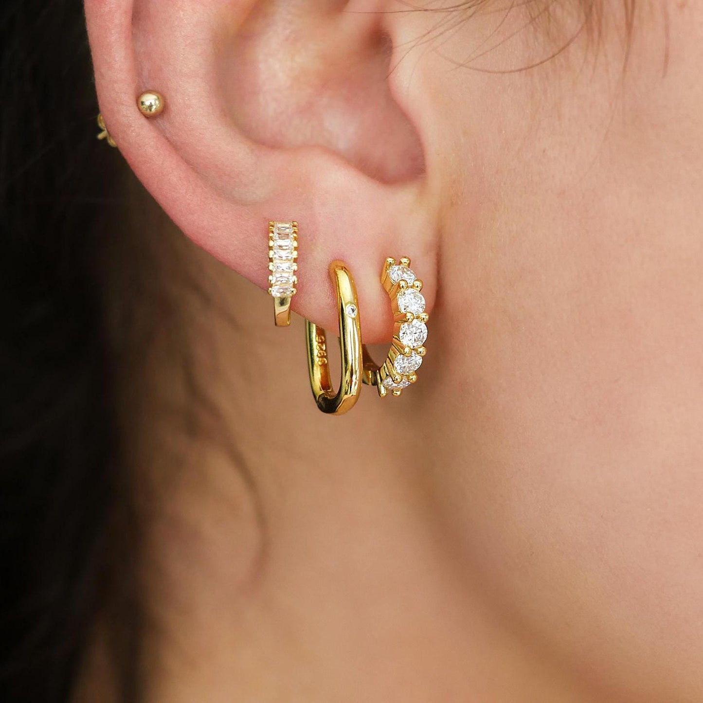 Moissanite Diamond hoops - 18k Gold Vermeil