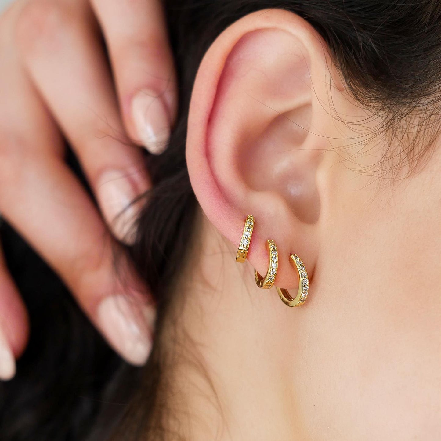 Pave Diamond Huggie Earrings - 18k Gold Vermeil