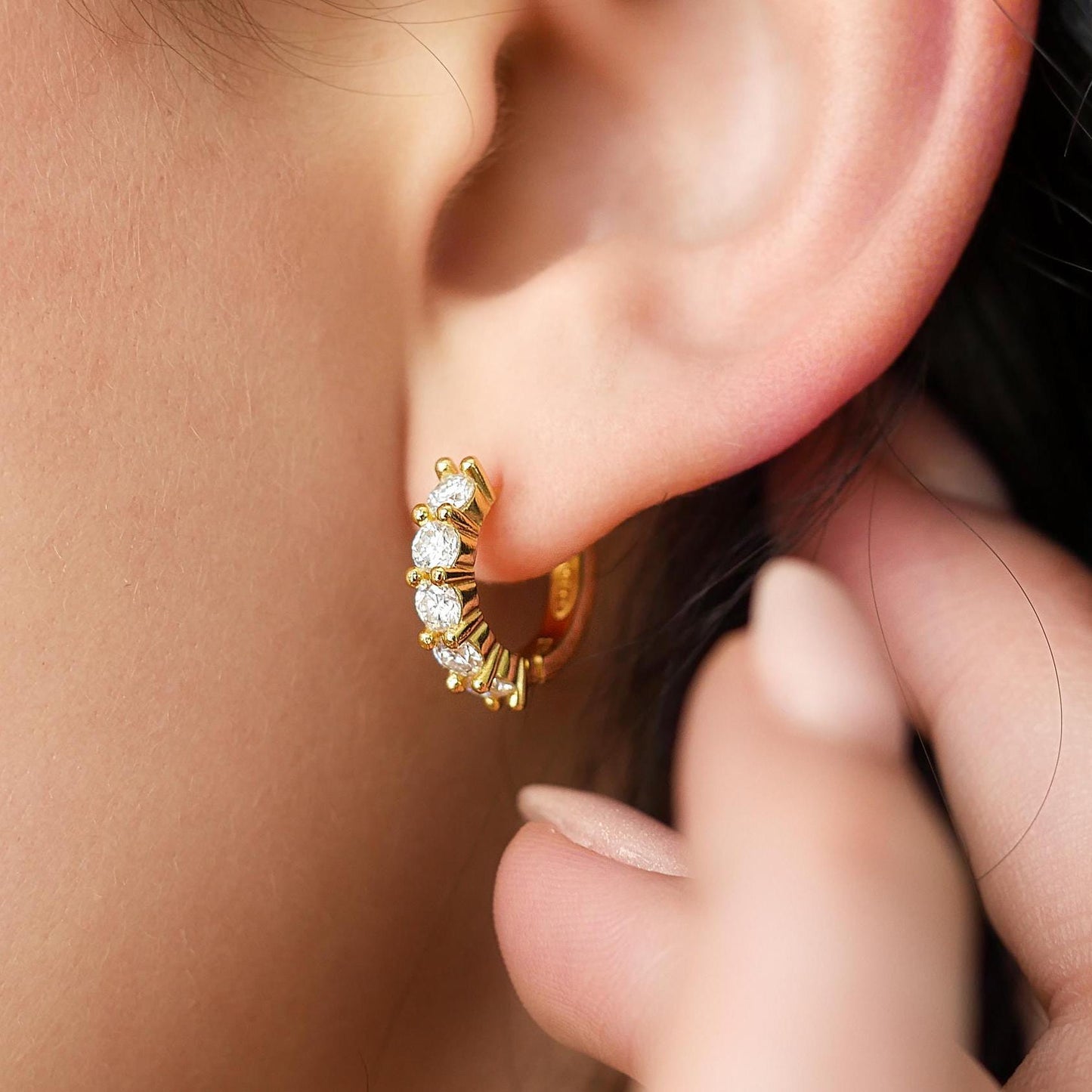 Moissanite Diamond hoops - 18k Gold Vermeil