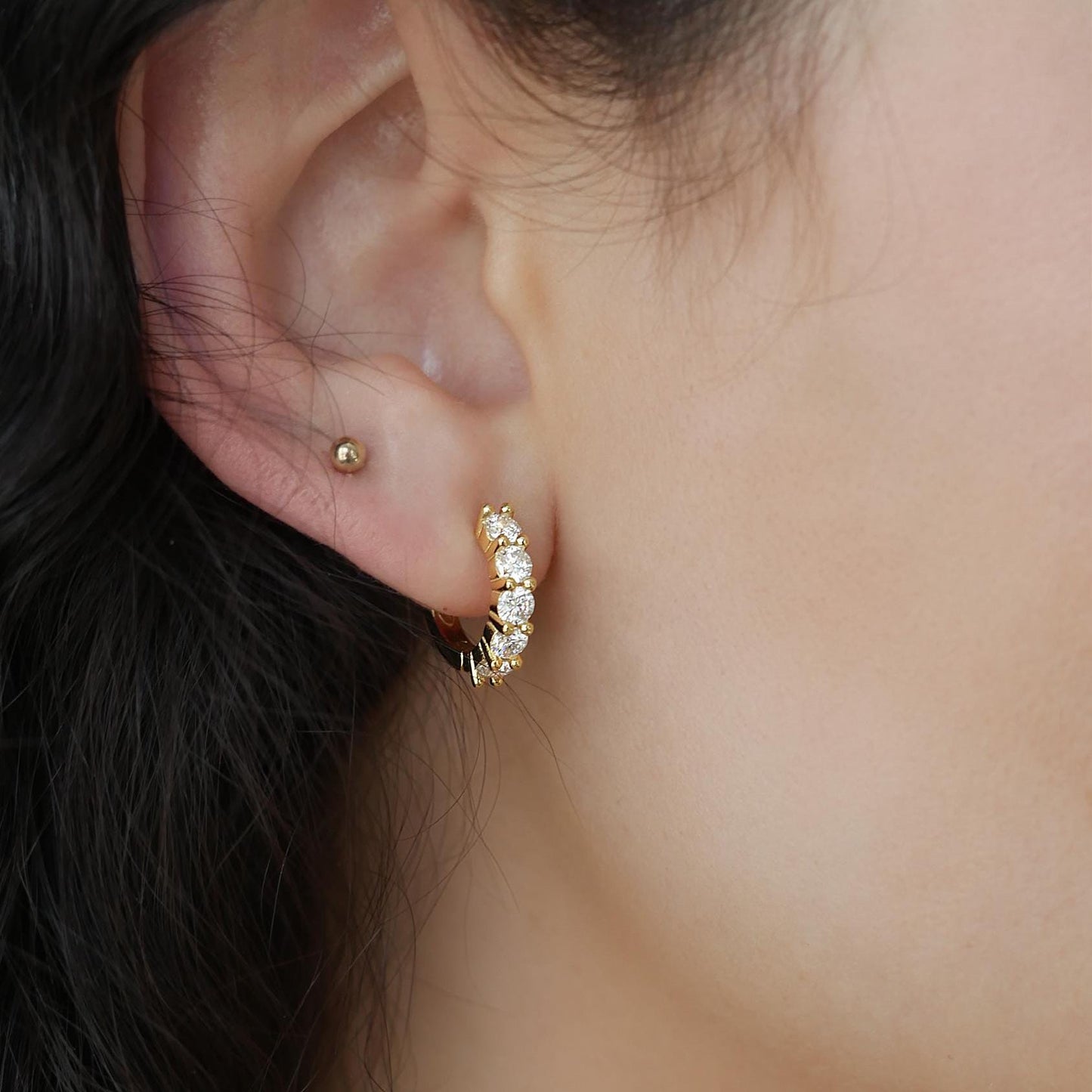 Moissanite Diamond hoops - 18k Gold Vermeil