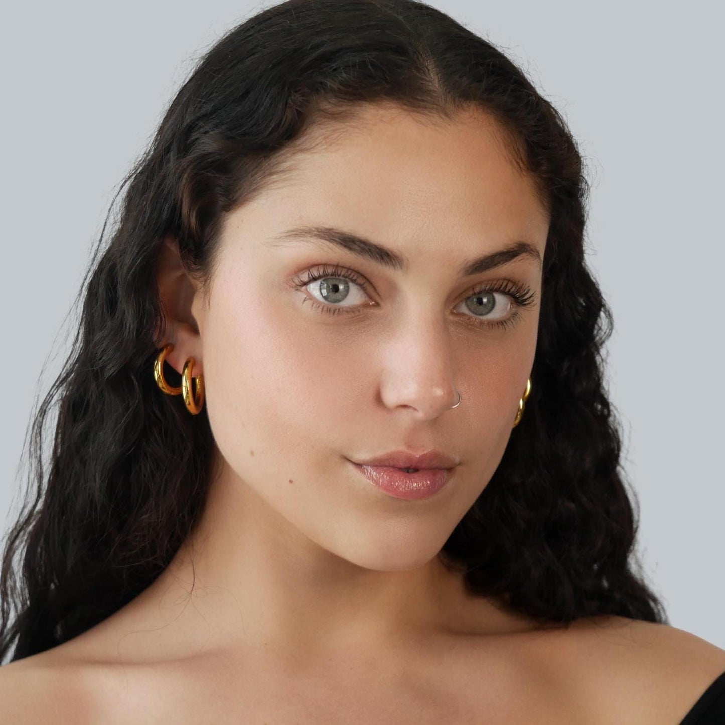 Thick Hoop Huggie Earrings - 18k Gold Plated