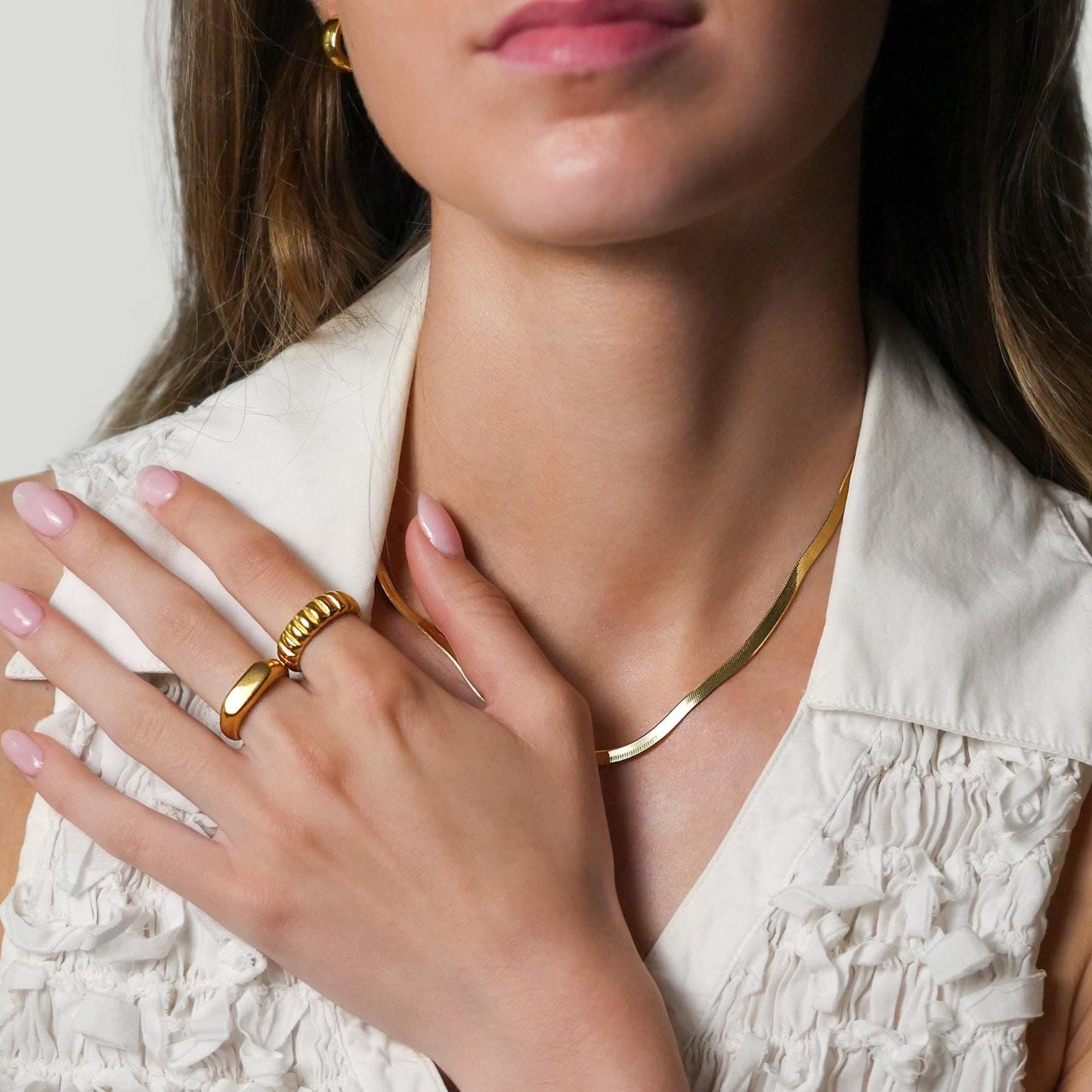 Gold Statement Signet Ring - 18k Gold, Stainless Steel