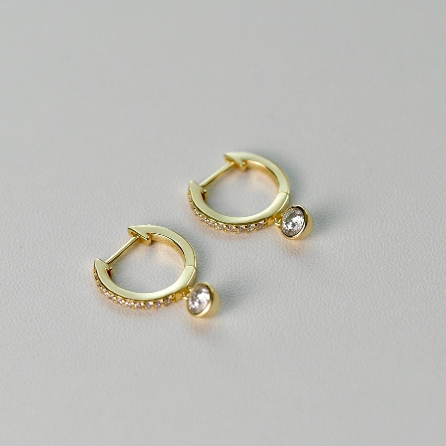 Diamond Solitaire Earrings - Gold Vermeil