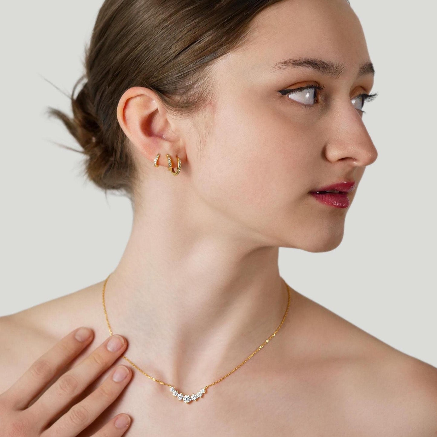 Cluster Moissanite Necklace - 18k Gold Vermeil