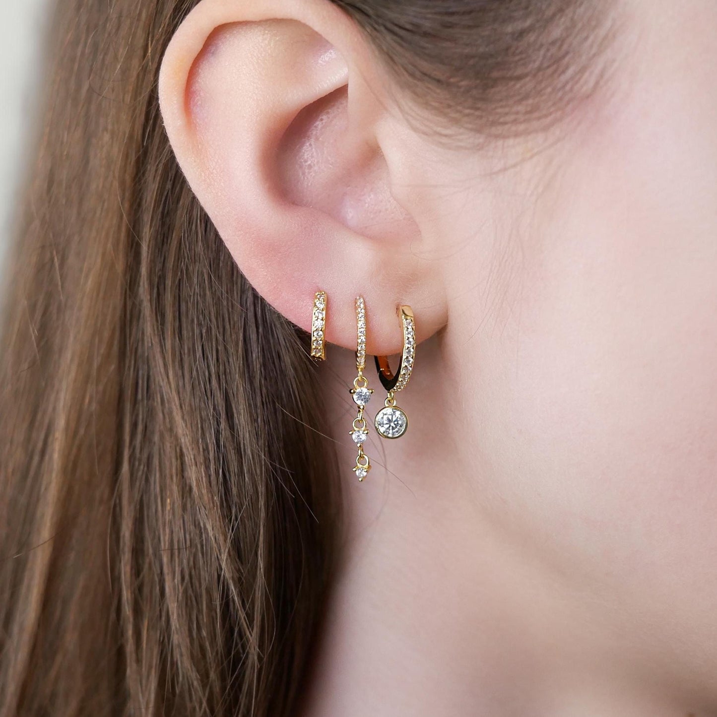 Diamond Solitaire Earrings - Gold Vermeil