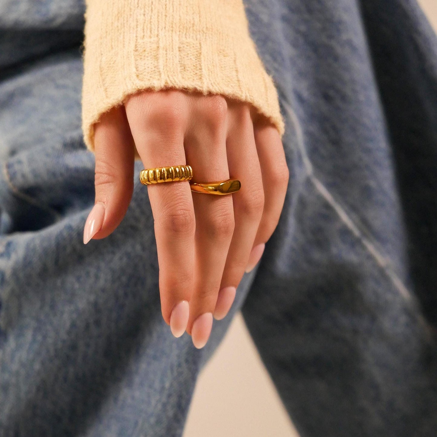 Chunky Bold Bubble Ring - 18k Gold, Stainless Steel