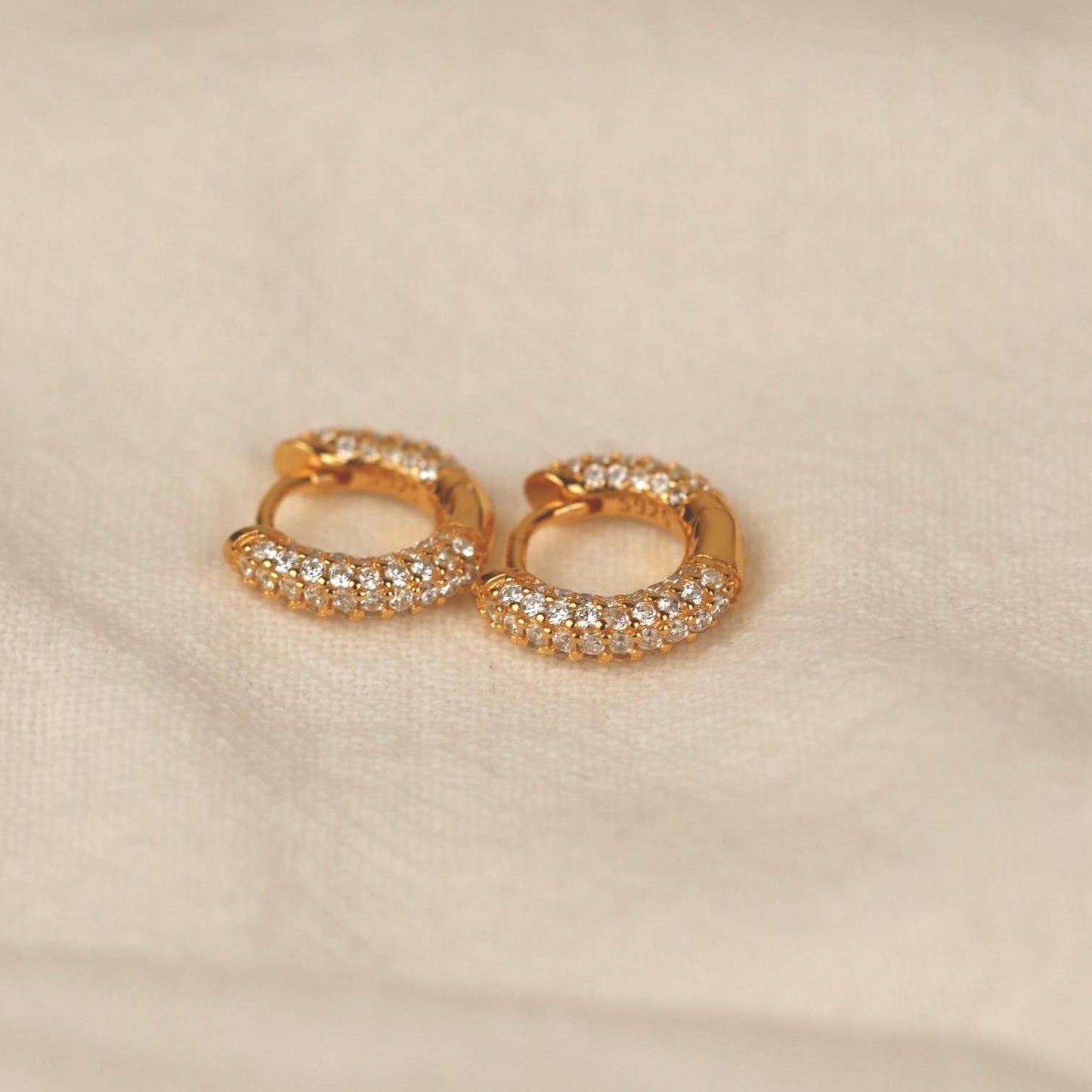 Pave Diamond Huggies - 18k Gold Vermeil, CZ
