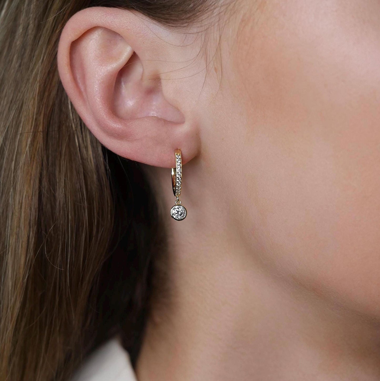 Diamond Solitaire Earrings - Gold Vermeil